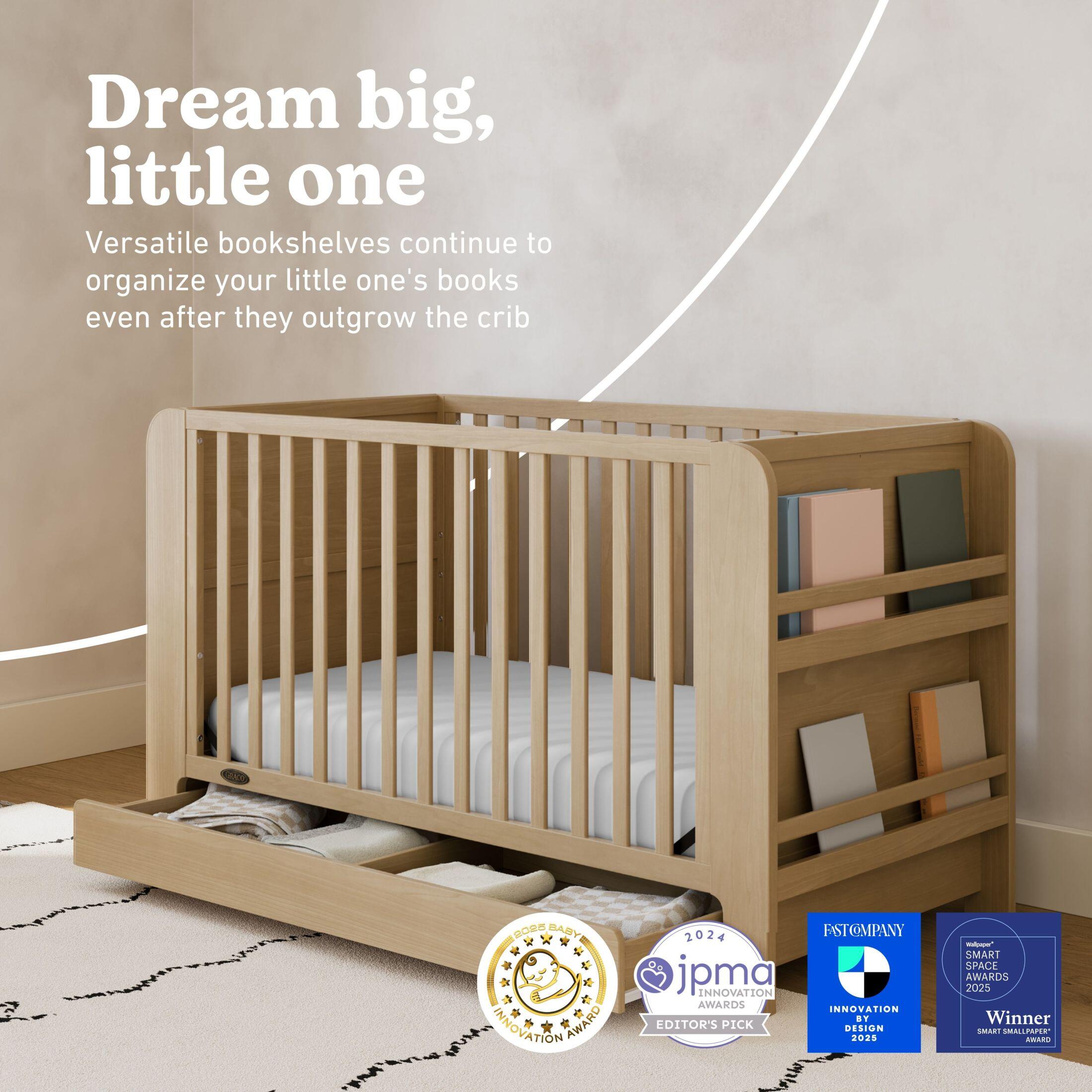 Graco Read-with-Me 4-in-1 Convertible Crib with Storage Drawer, Driftwood, large