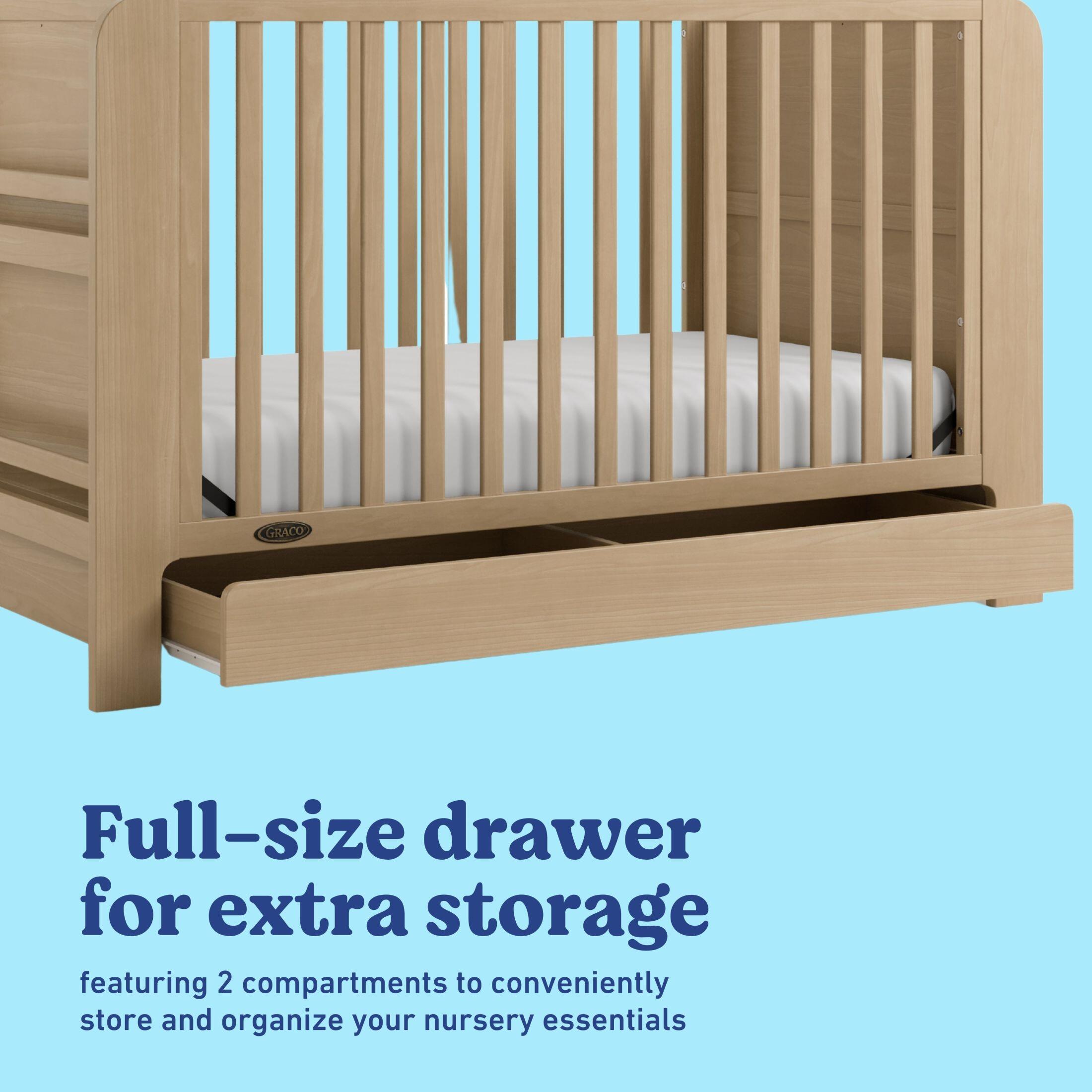 Graco Read-with-Me 4-in-1 Convertible Crib with Storage Drawer, Driftwood, large