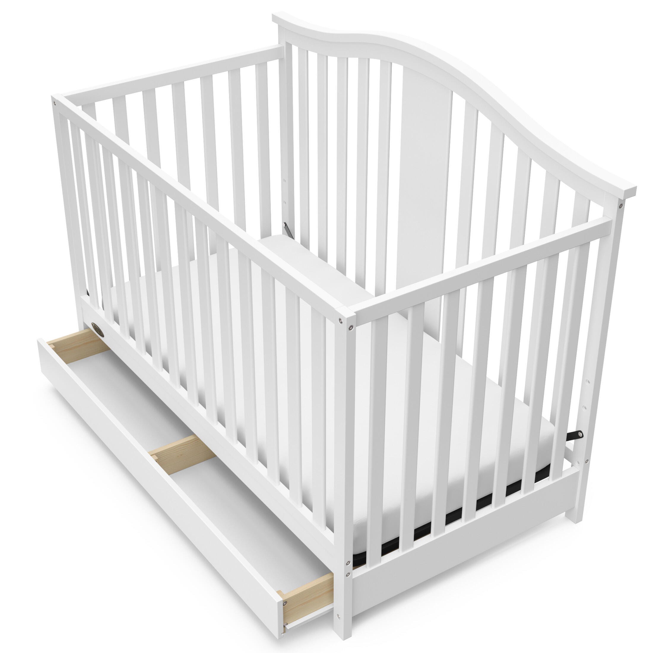 Graco Solano 4-in-1 Convertible Crib with Storage Drawer, White, large