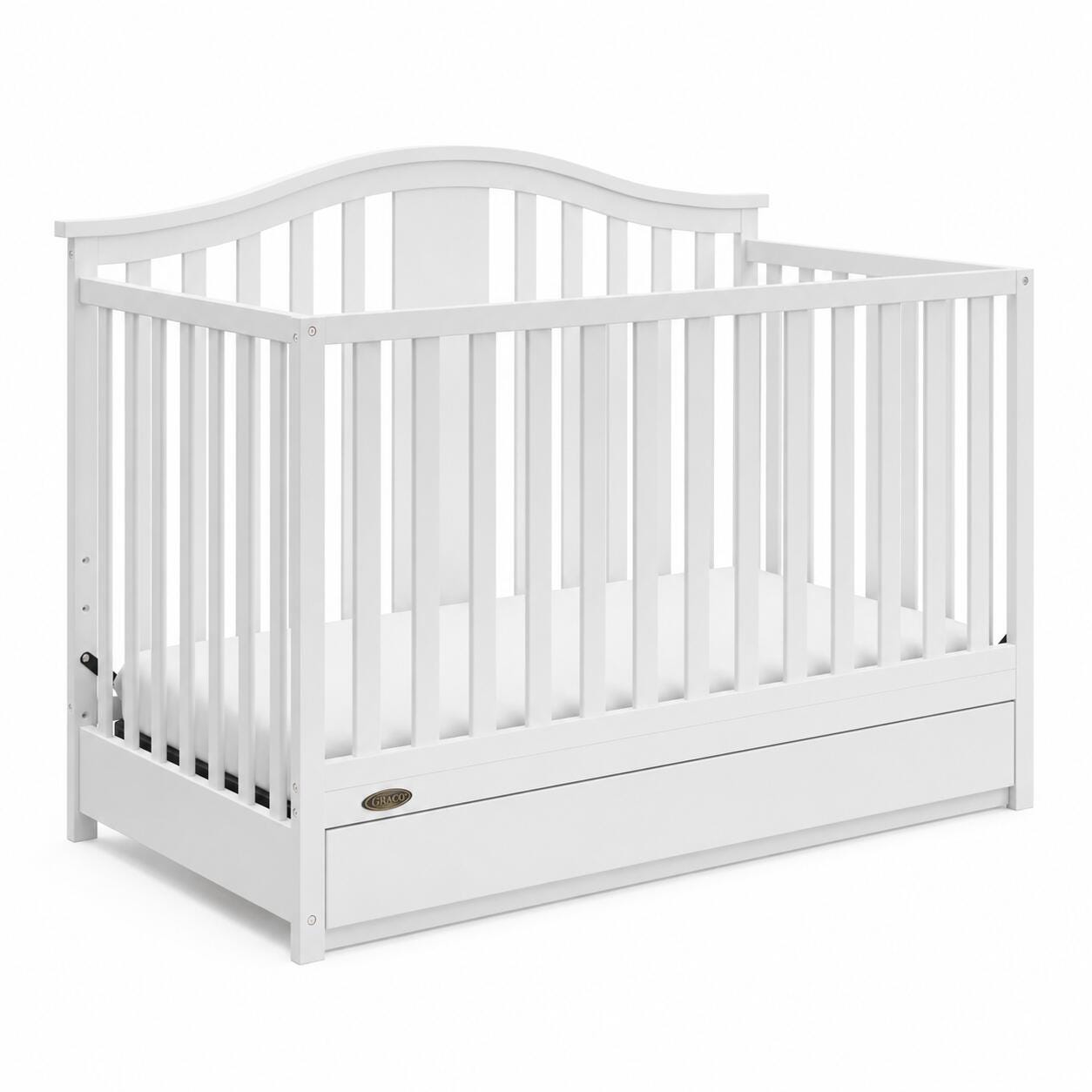 Graco Solano 4-in-1 Convertible Crib with Storage Drawer, White, large