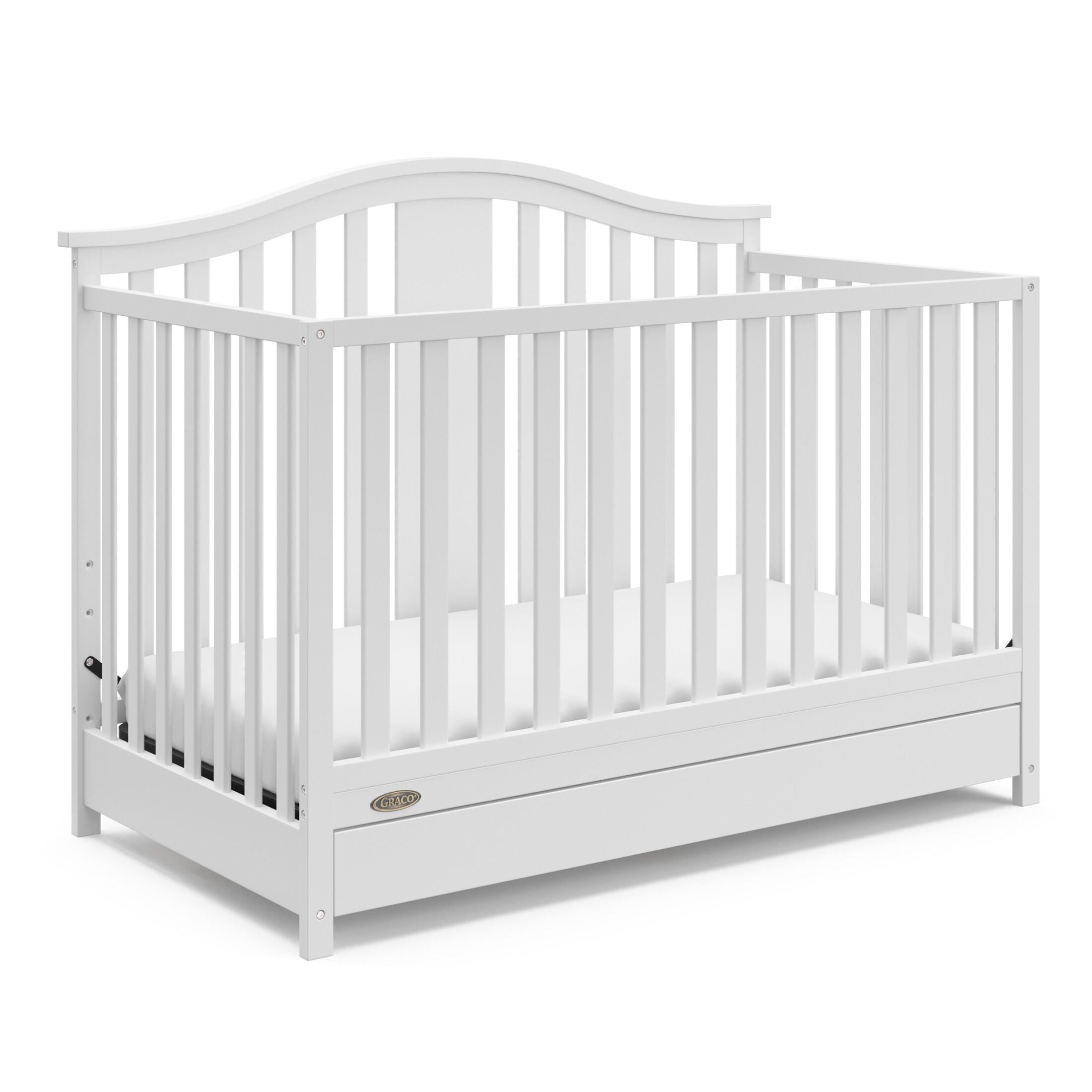 Graco Solano 4-in-1 Convertible Crib with Storage Drawer, White, large