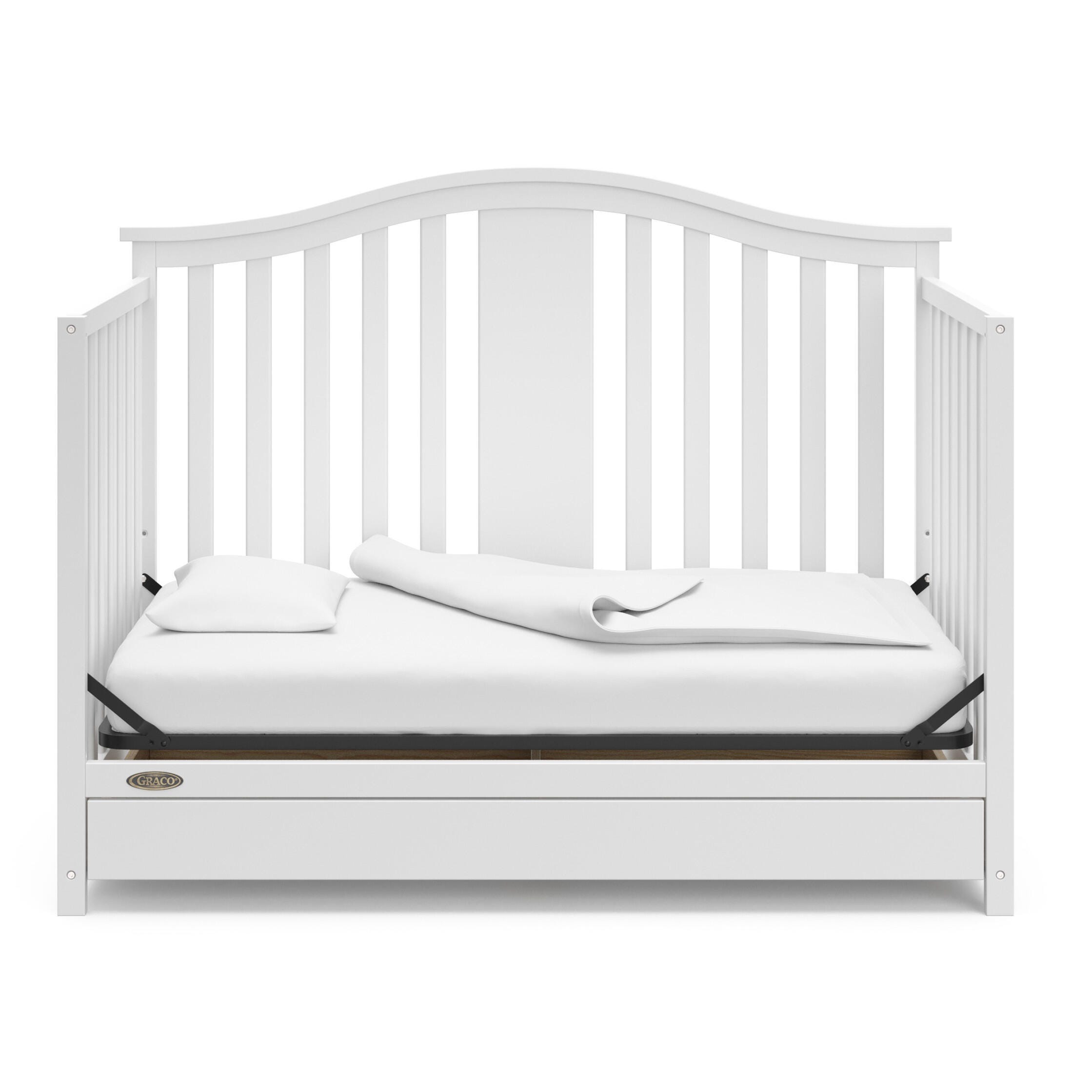 Graco Solano 4-in-1 Convertible Crib with Storage Drawer, White, large