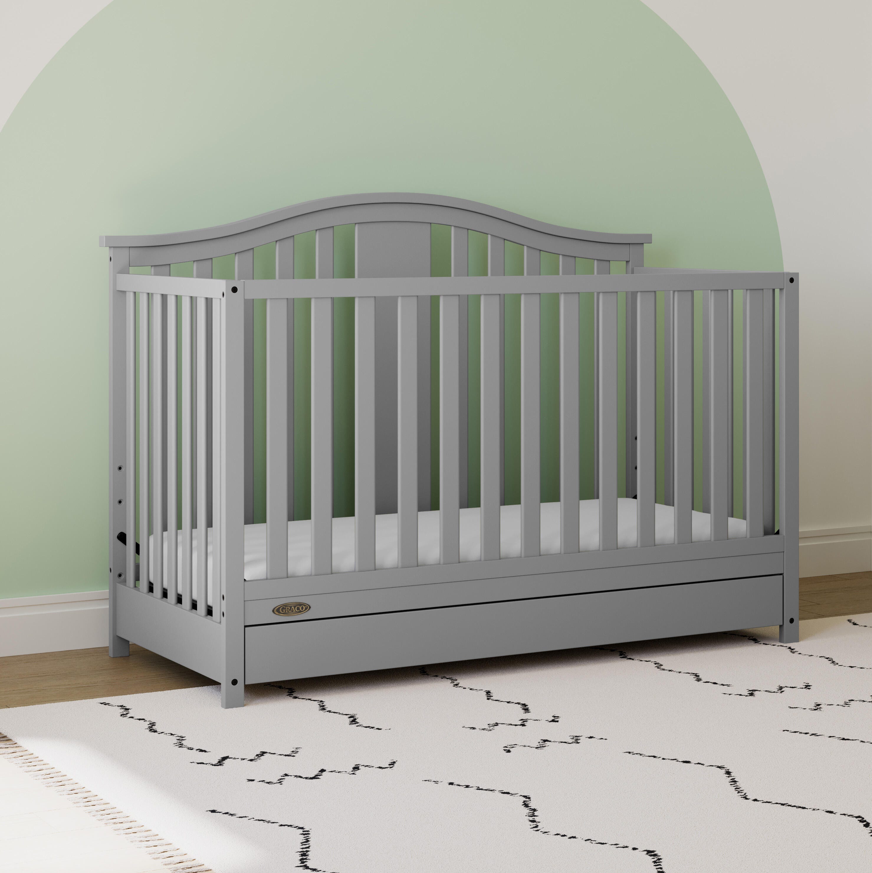Graco Solano 4-in-1 Convertible Crib with Storage Drawer, Pebble Gray, large