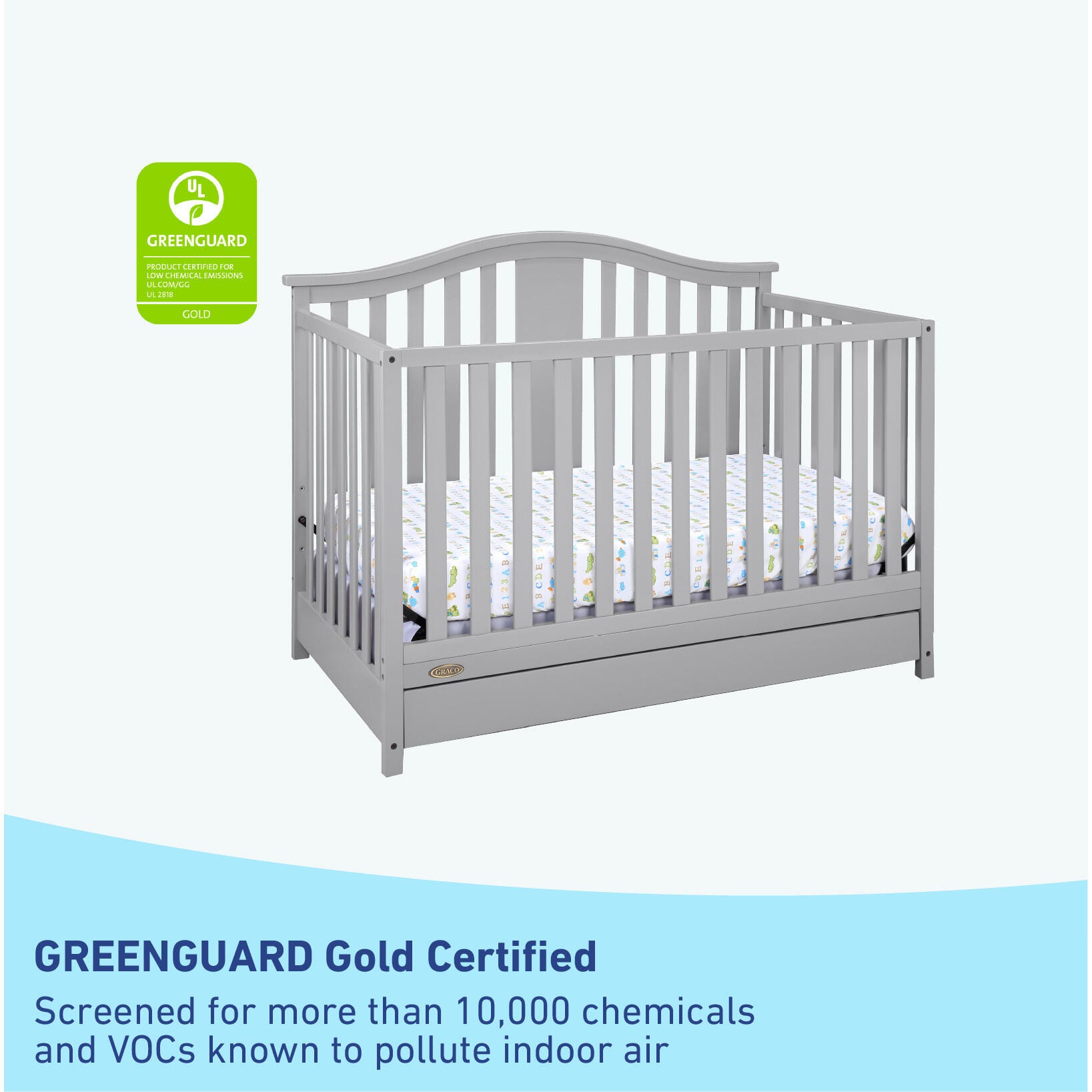 Graco Solano 4-in-1 Convertible Crib with Storage Drawer, Pebble Gray, large