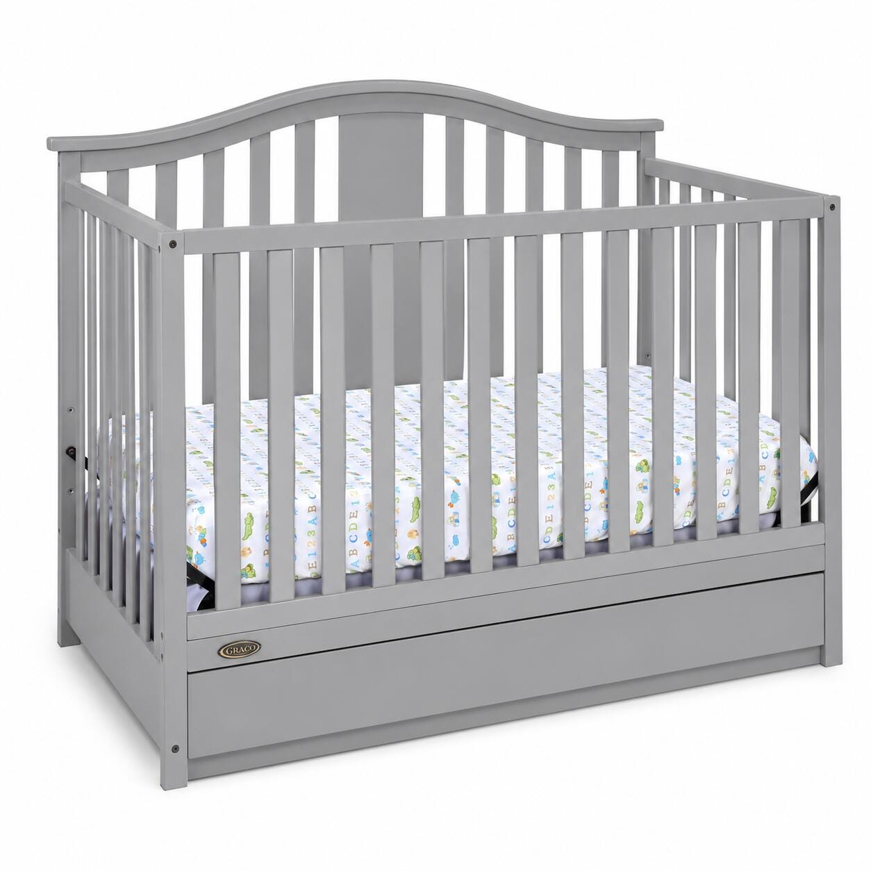 Graco Solano 4-in-1 Convertible Crib with Storage Drawer, Pebble Gray, large