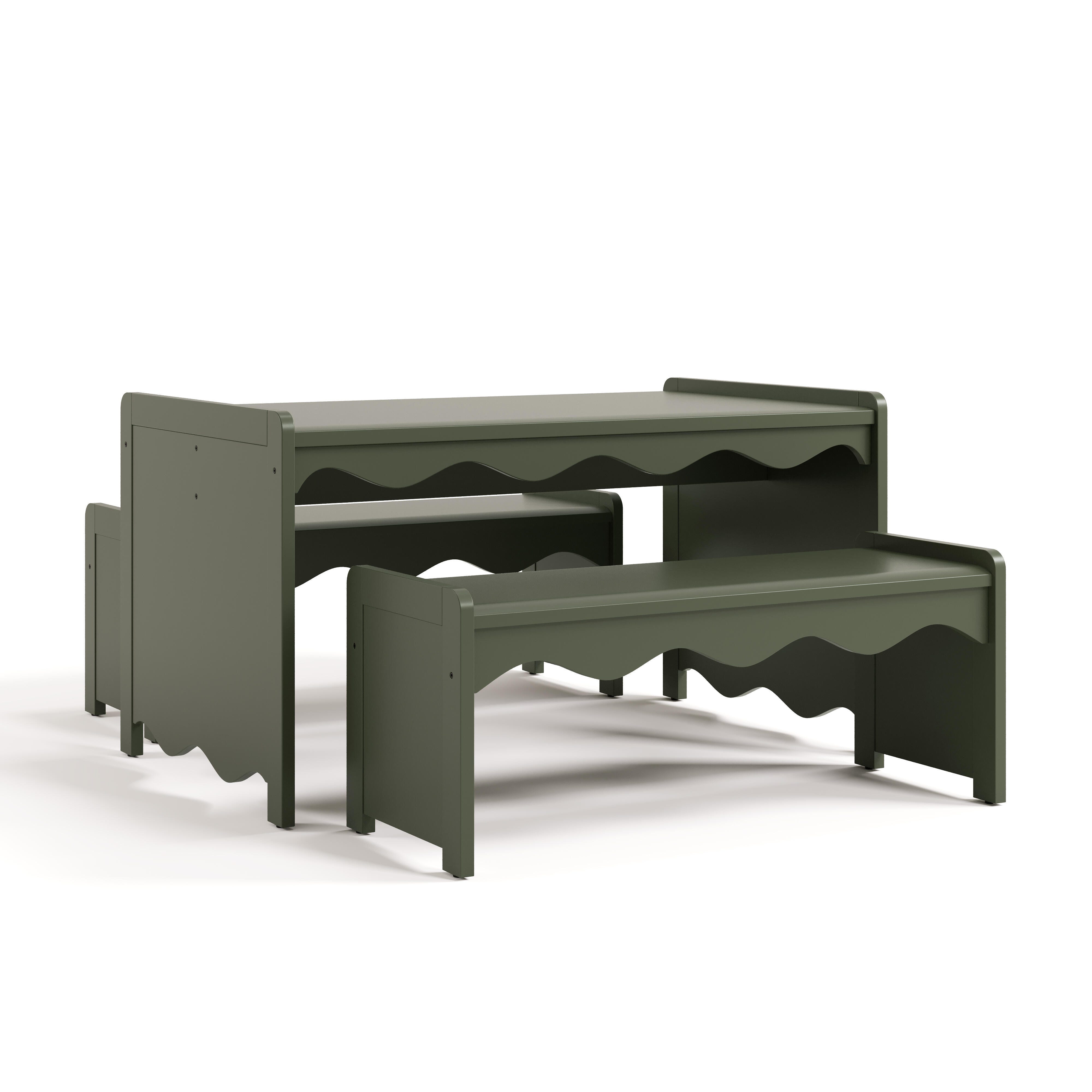 Storkcraft Casablanca Kids Table and Bench Set, Olive, large