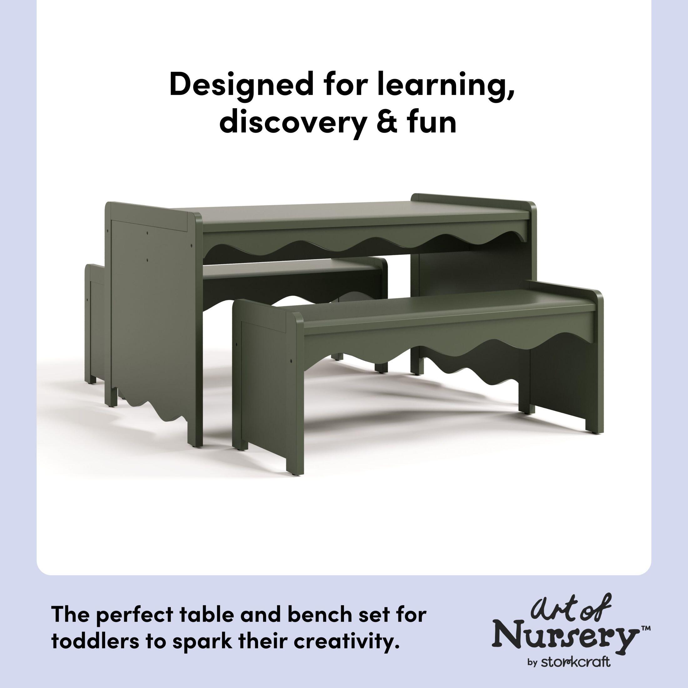 Storkcraft Casablanca Kids Table and Bench Set, Olive, large
