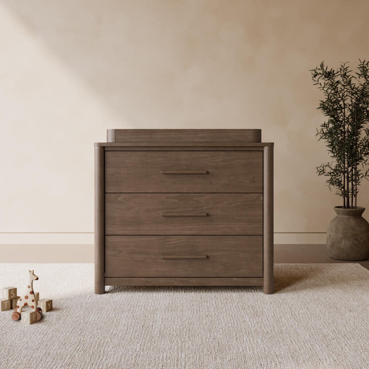 Storkcraft Malta 3 Drawer Chest with Changing Topper, Hazelnut, large