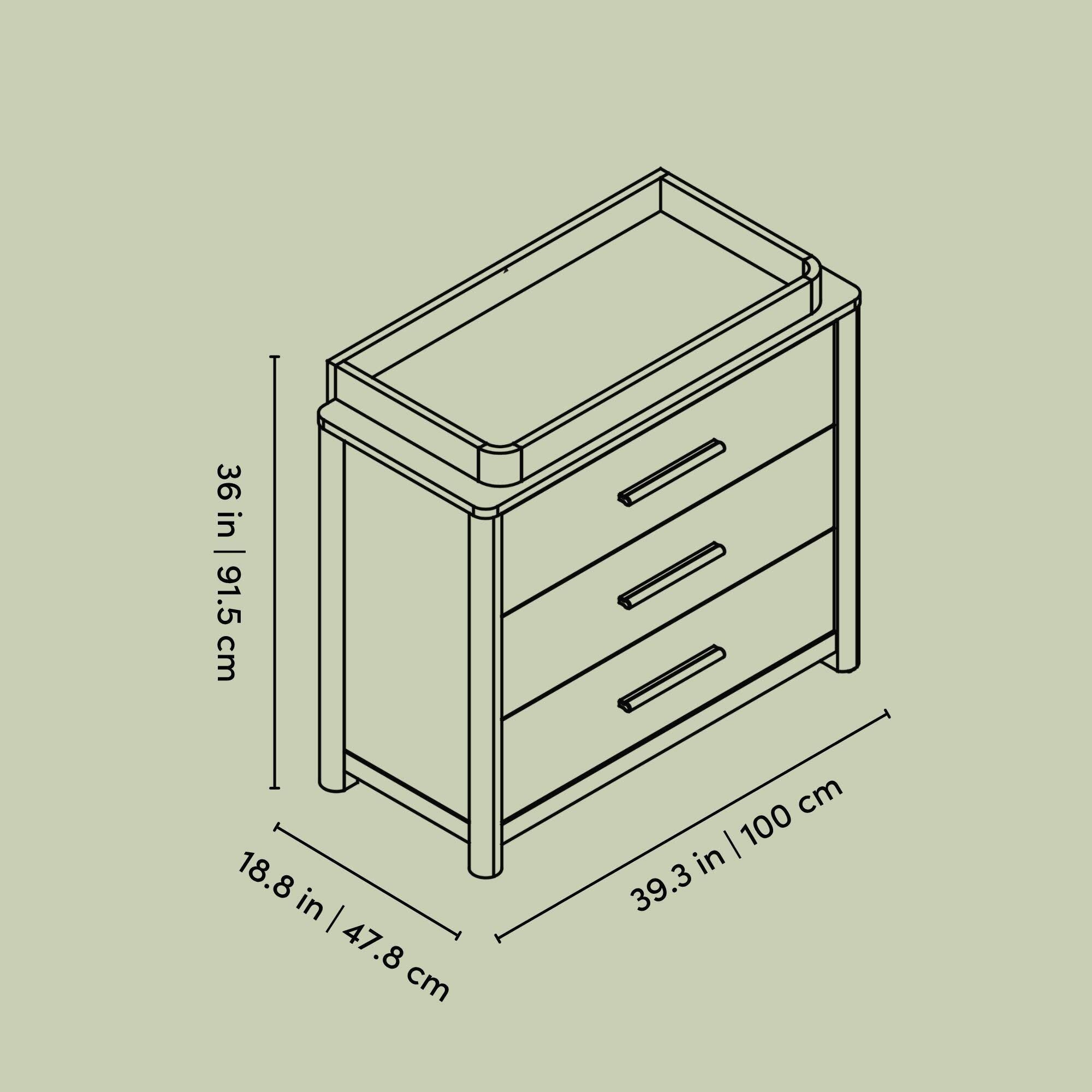 Storkcraft Malta 3 Drawer Chest with Changing Topper, Hazelnut, large