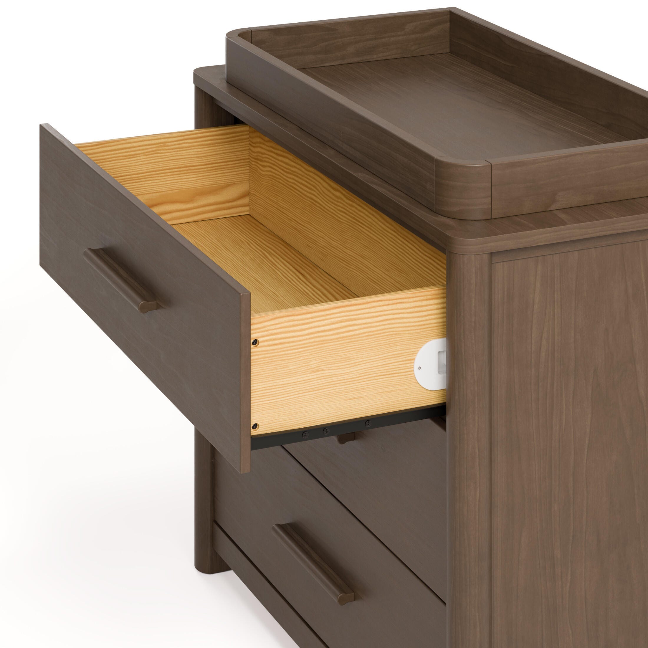 Storkcraft Malta 3 Drawer Chest with Changing Topper, Hazelnut, large