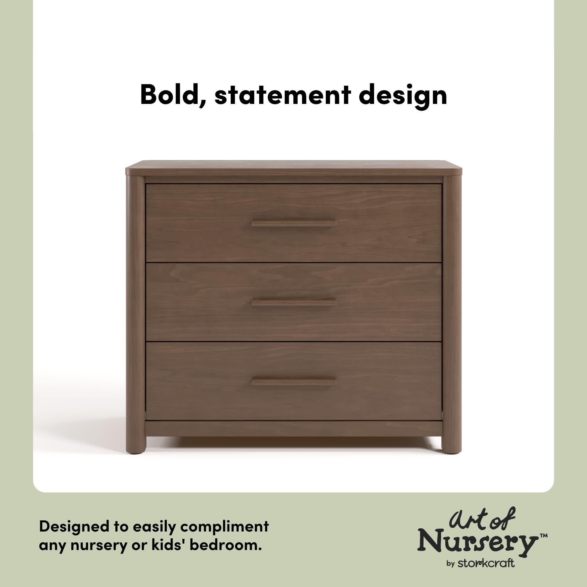Storkcraft Malta 3 Drawer Chest with Changing Topper, Hazelnut, large