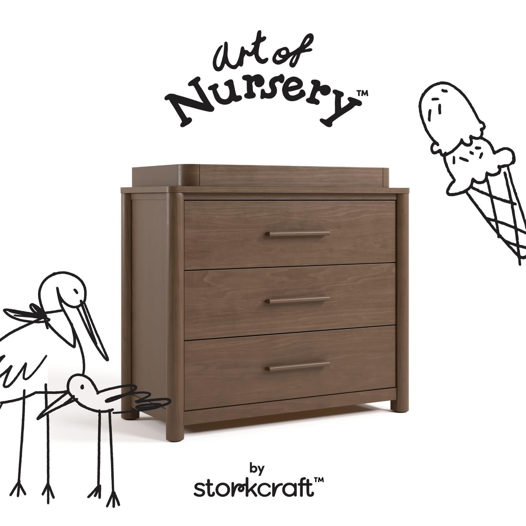Storkcraft Malta 3 Drawer Chest with Changing Topper, Hazelnut, large