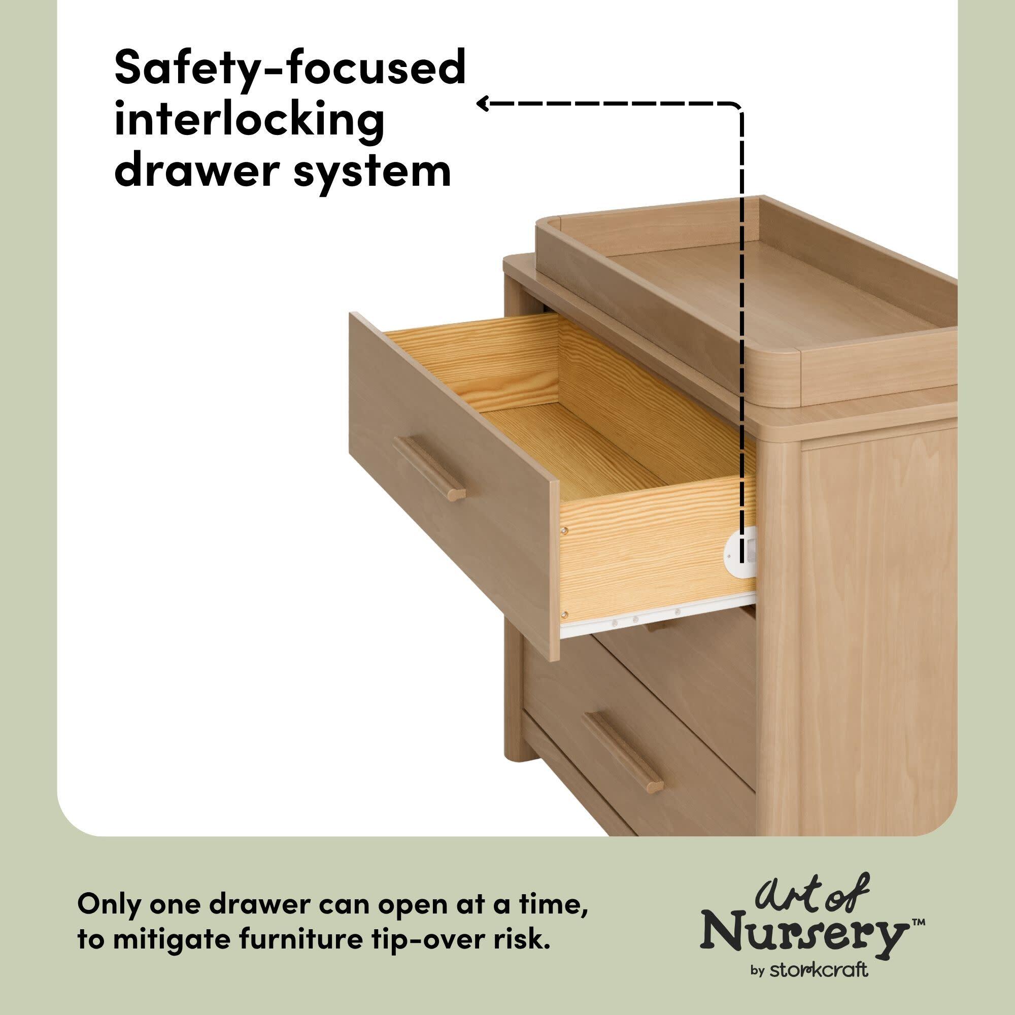 Storkcraft Malta 3 Drawer Chest with Changing Topper, Driftwood, large