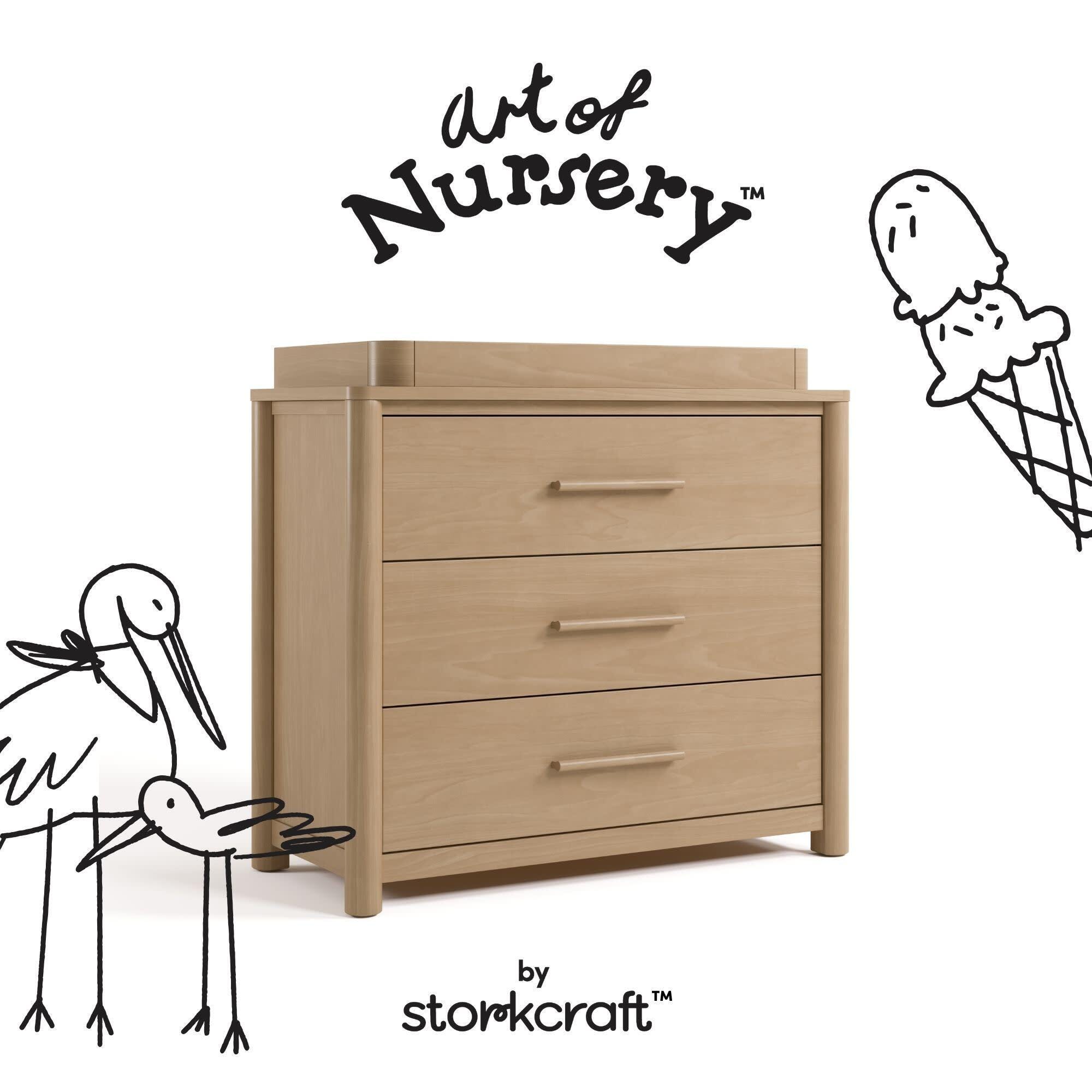 Storkcraft Malta 3 Drawer Chest with Changing Topper, Driftwood, large
