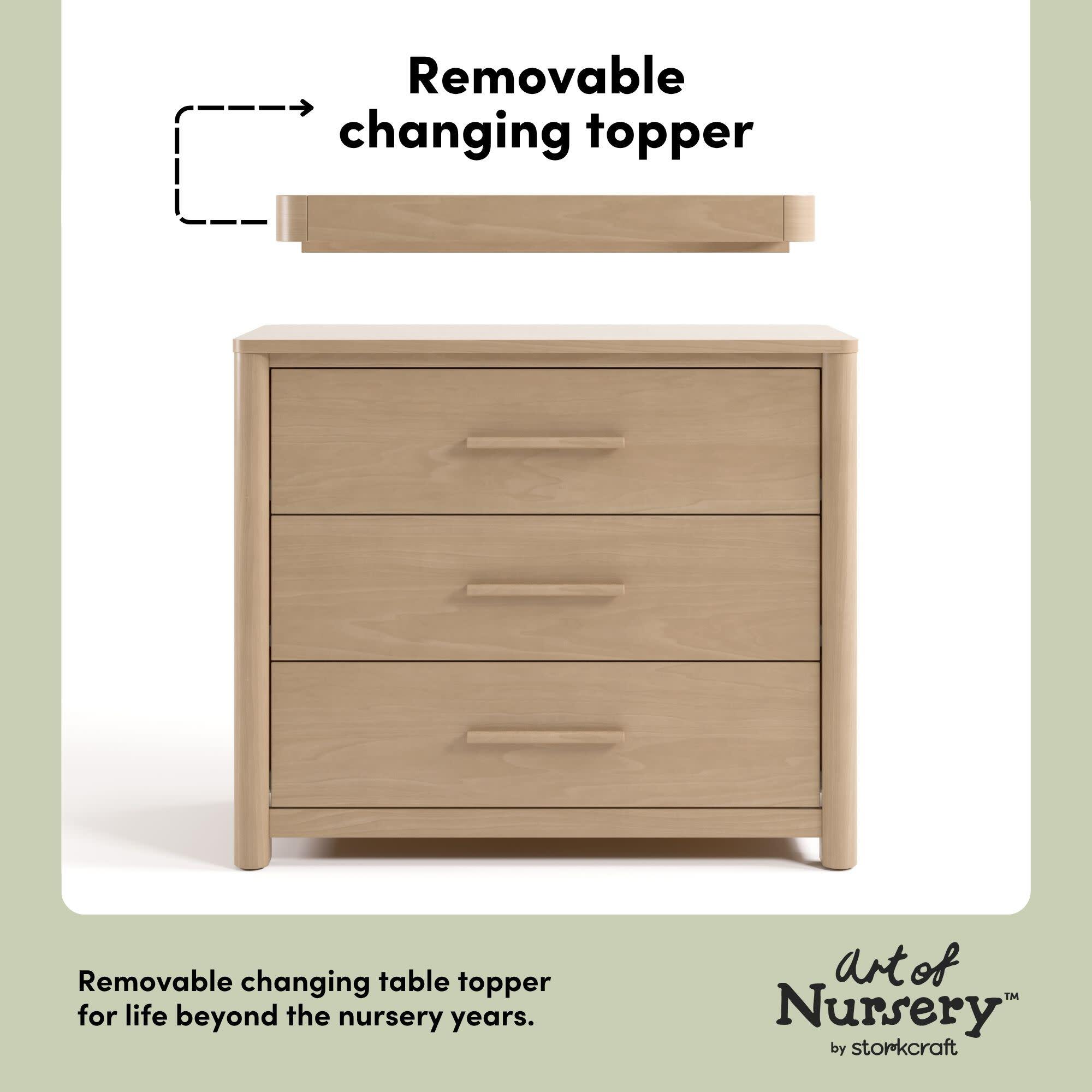 Storkcraft Malta 3 Drawer Chest with Changing Topper, Driftwood, large