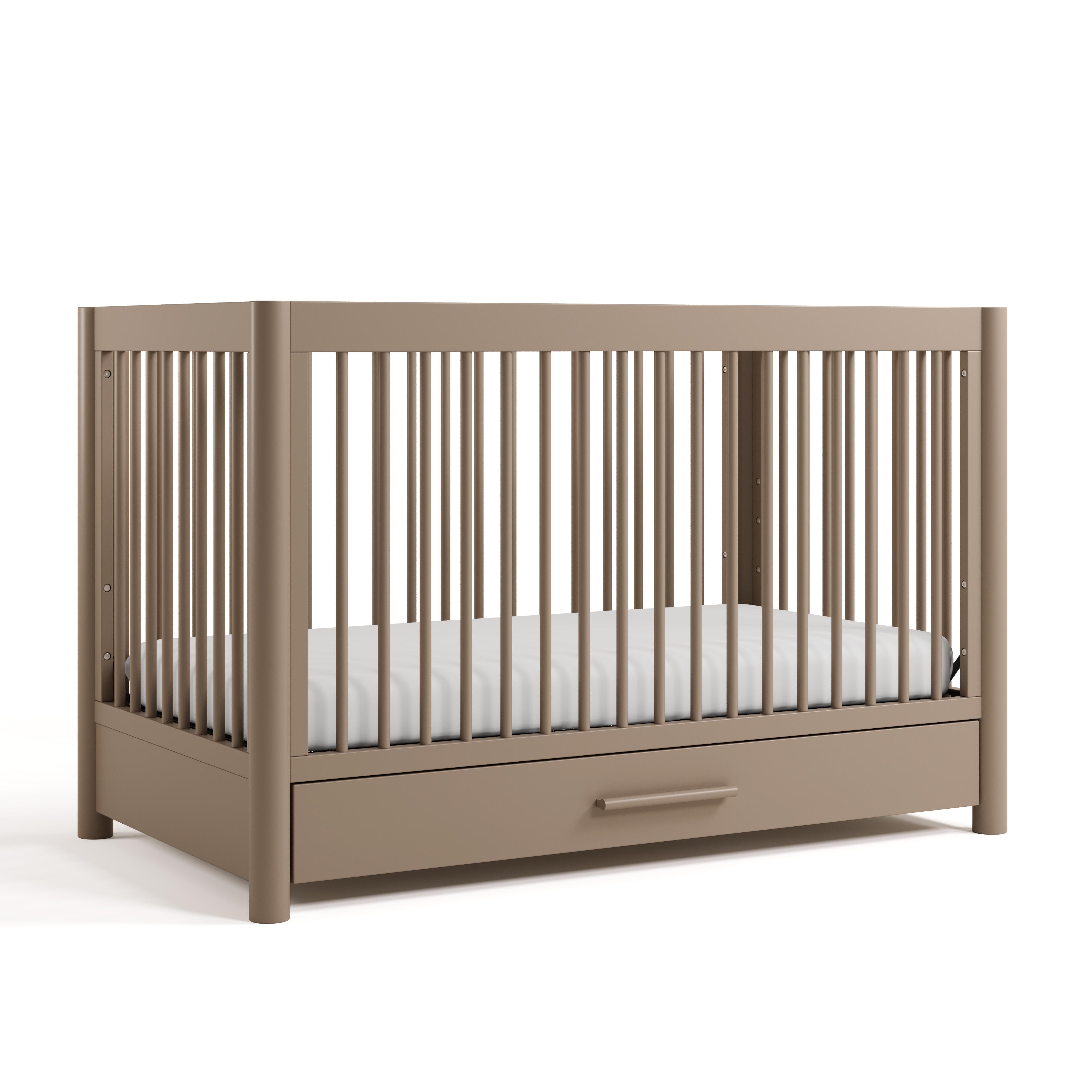 Storkcraft Malta 5-in-1 Convertible Crib with Storage Drawer, Taupe, large