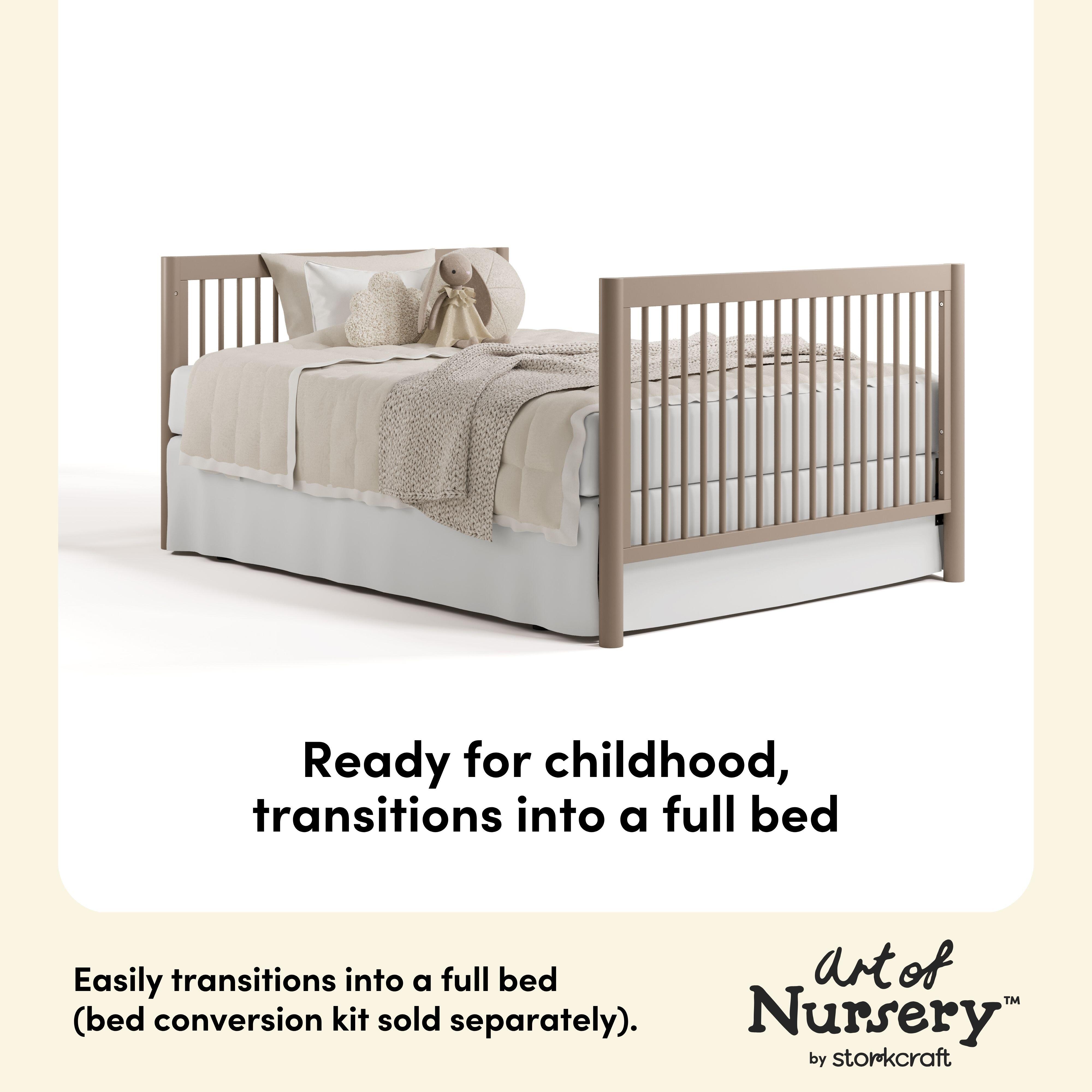 Storkcraft Malta 5-in-1 Convertible Crib with Storage Drawer, Taupe, large