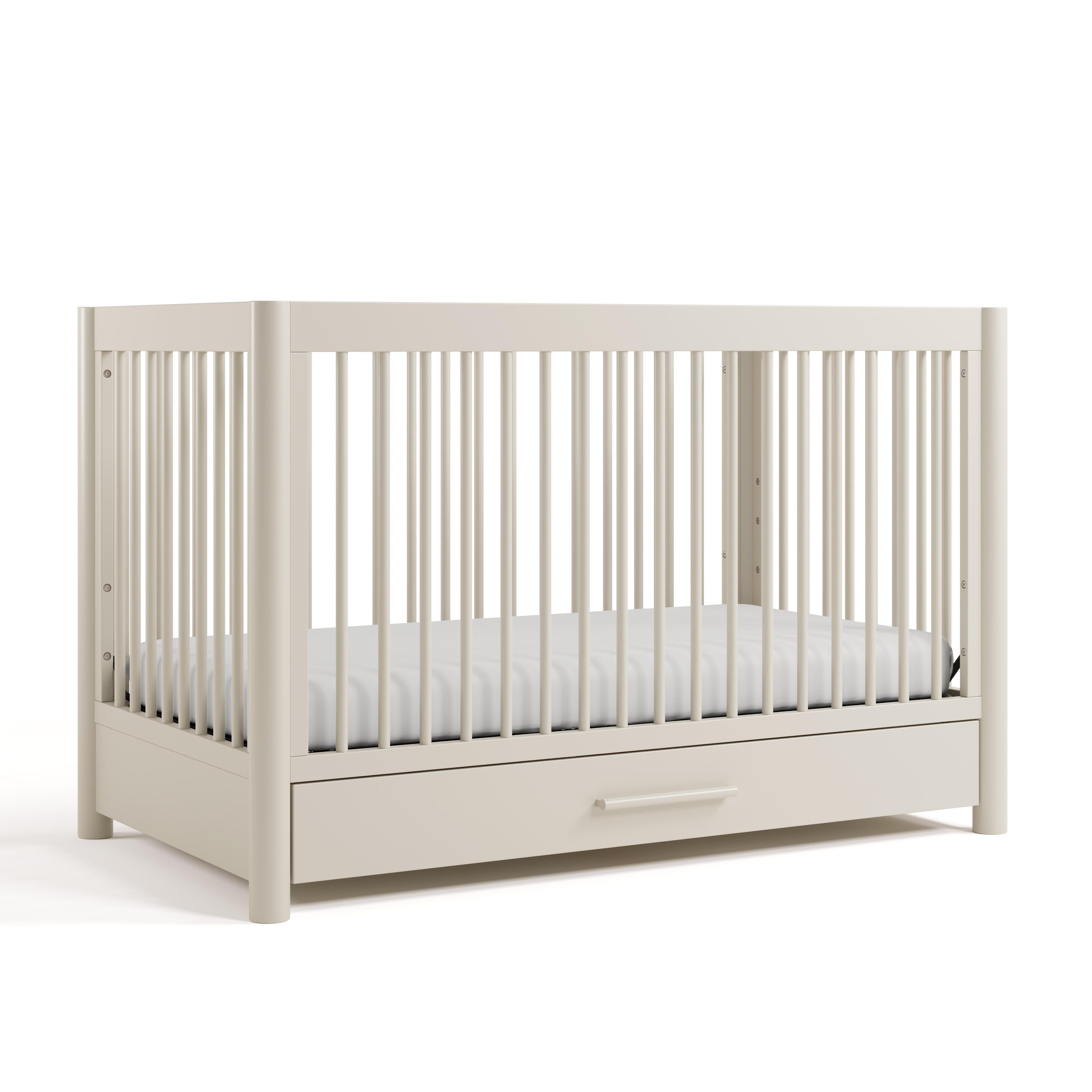 Storkcraft Malta 5-in-1 Convertible Crib with Storage Drawer, Frosted Oat, large