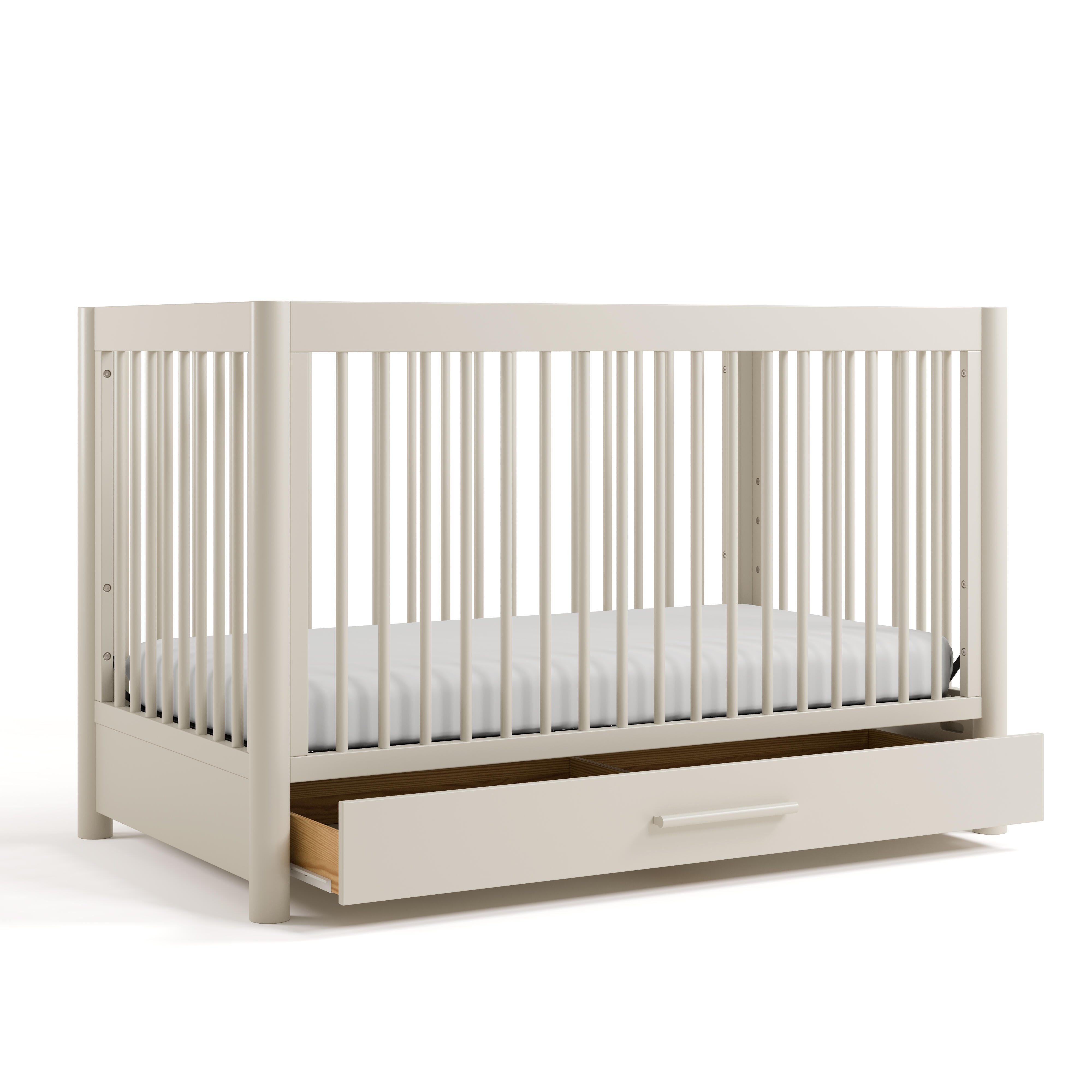 Storkcraft Malta 5-in-1 Convertible Crib with Storage Drawer, Frosted Oat, large