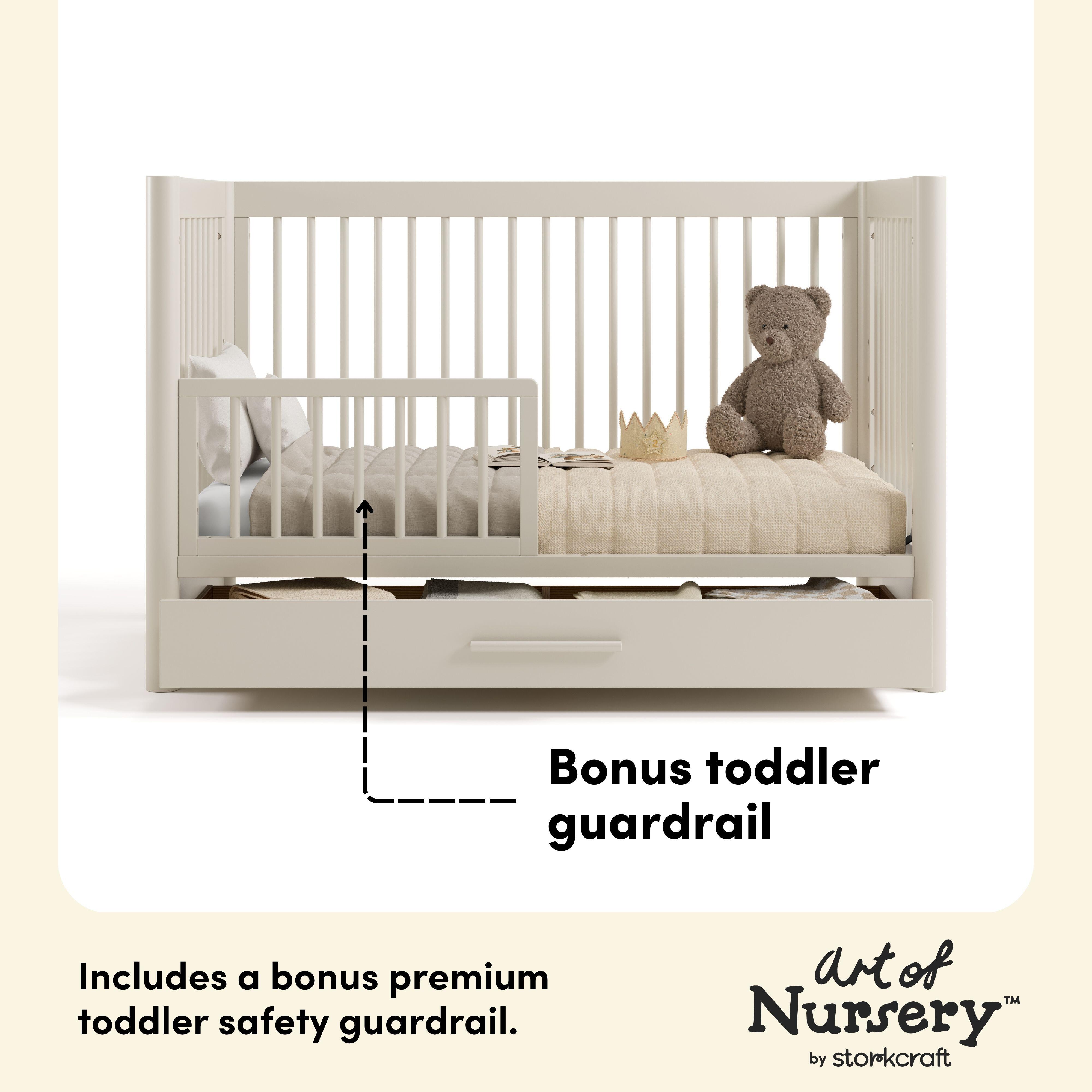 Storkcraft Malta 5-in-1 Convertible Crib with Storage Drawer, Frosted Oat, large