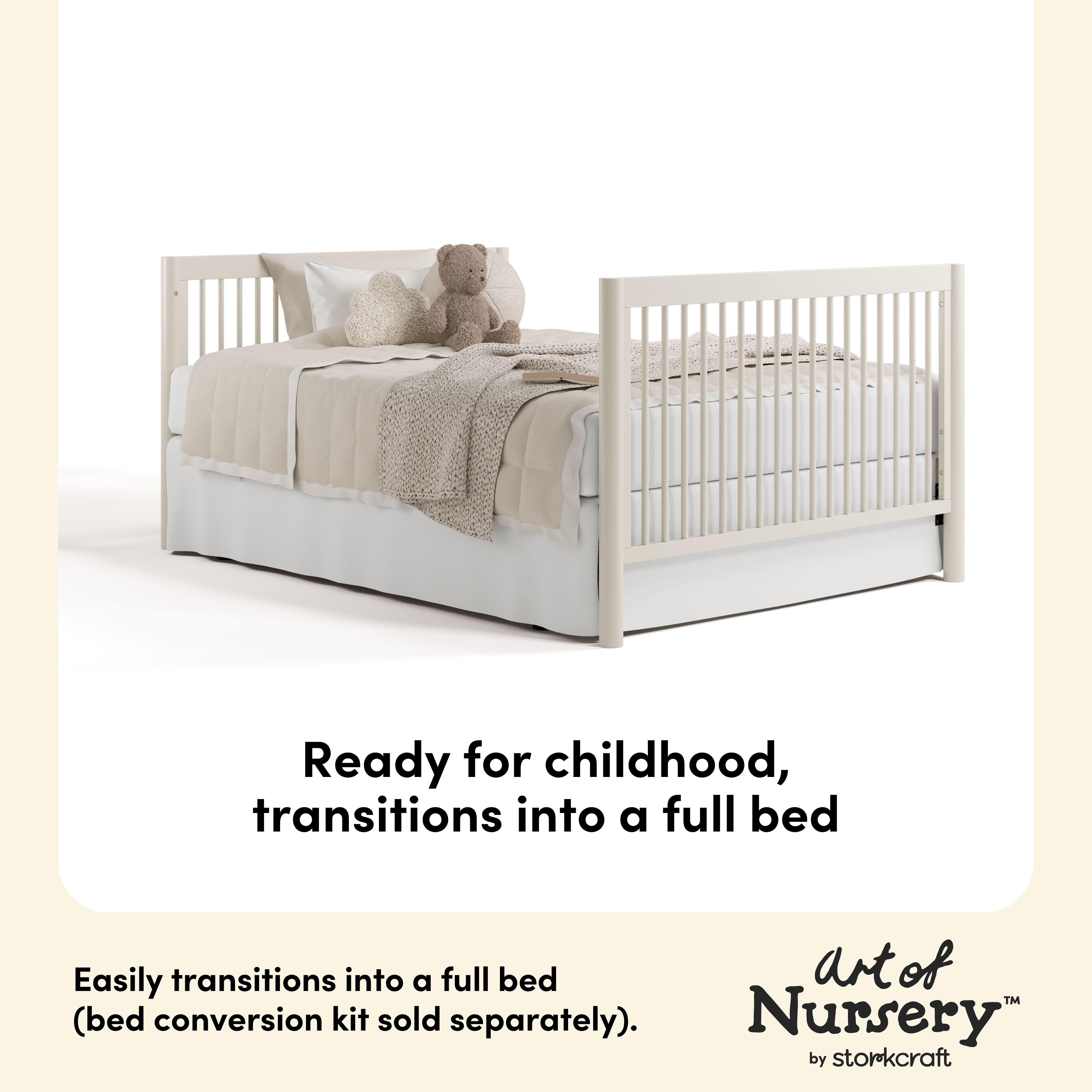 Storkcraft Malta 5-in-1 Convertible Crib with Storage Drawer, Frosted Oat, large