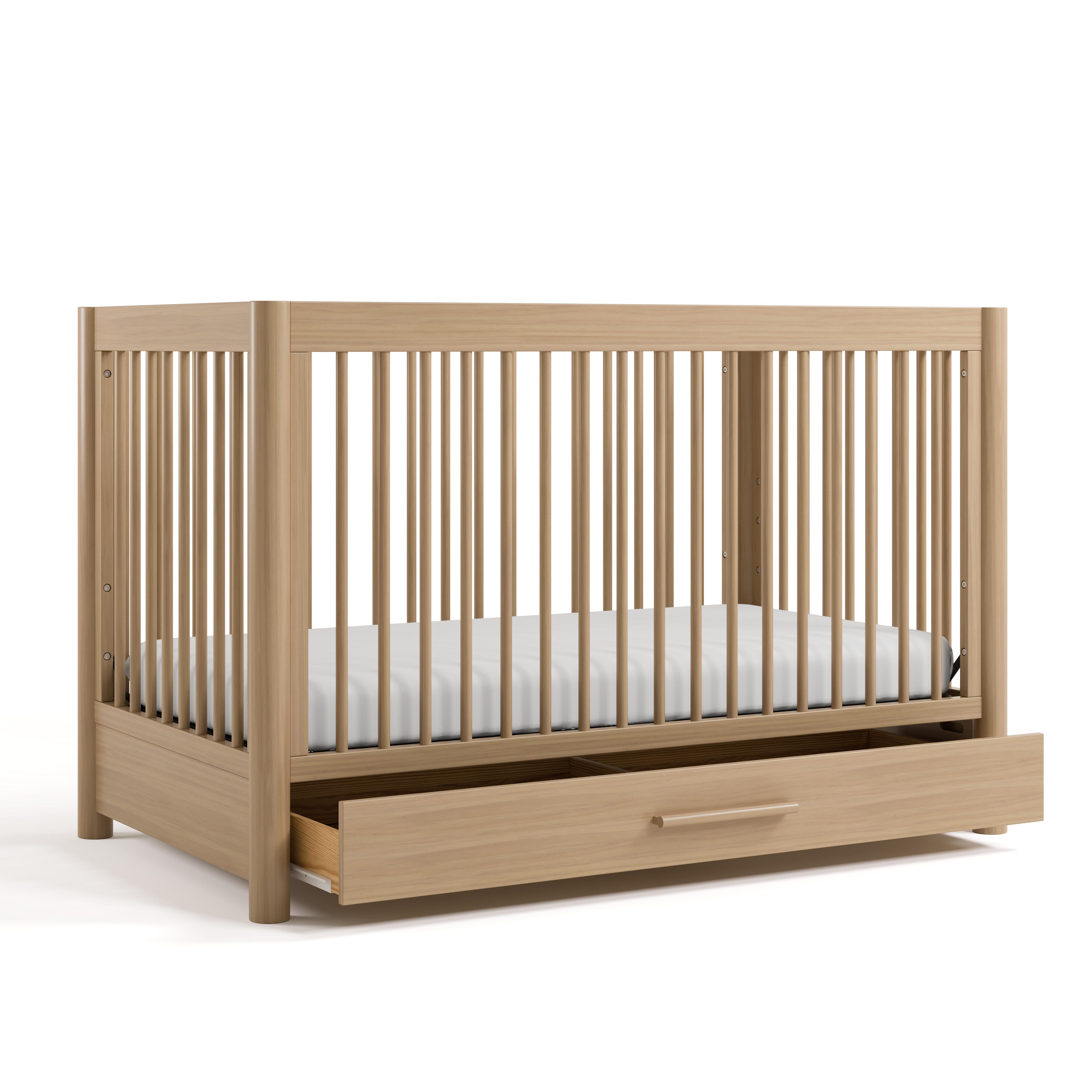 Storkcraft Malta 5-in-1 Convertible Crib with Storage Drawer, Driftwood, large