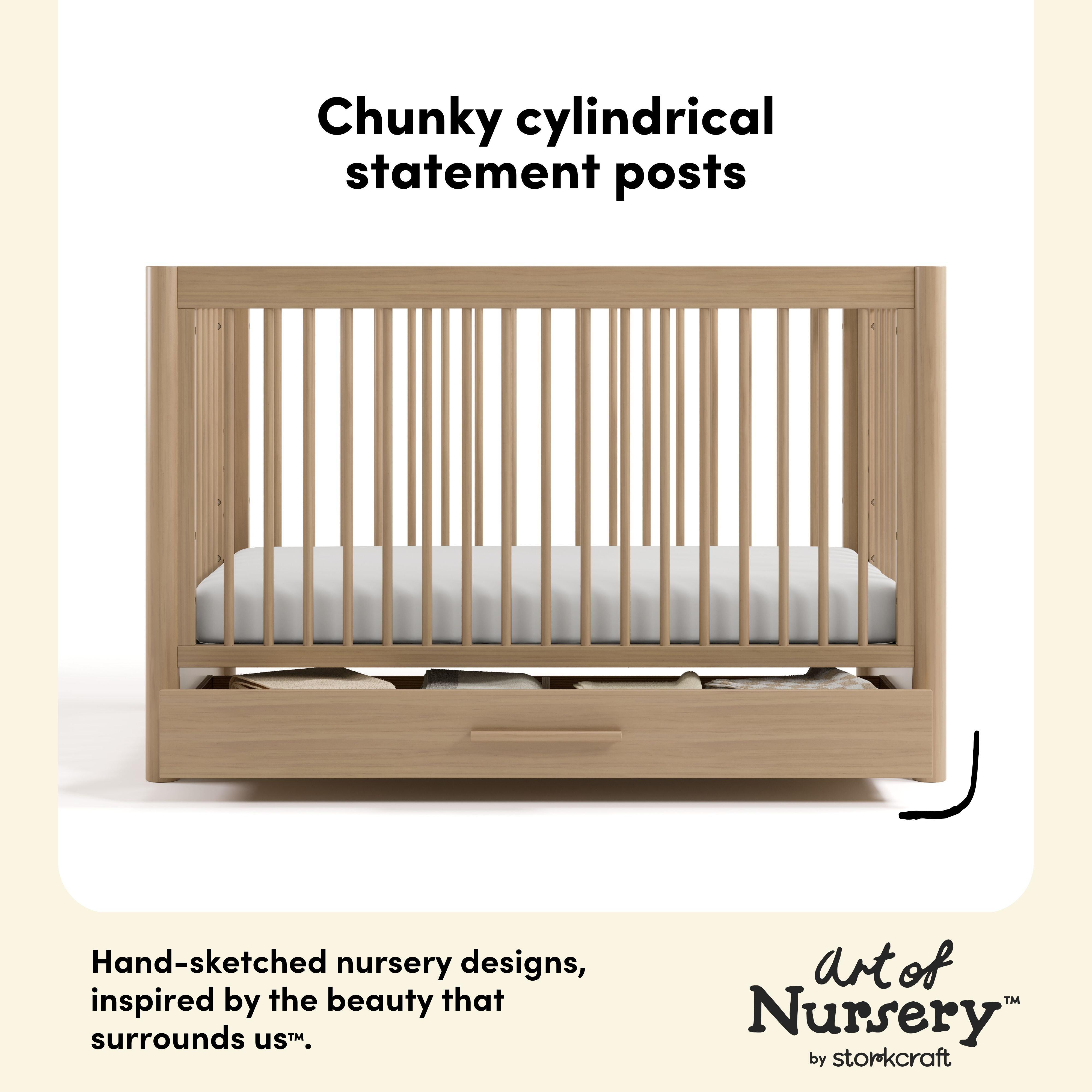 Storkcraft Malta 5-in-1 Convertible Crib with Storage Drawer, Driftwood, large