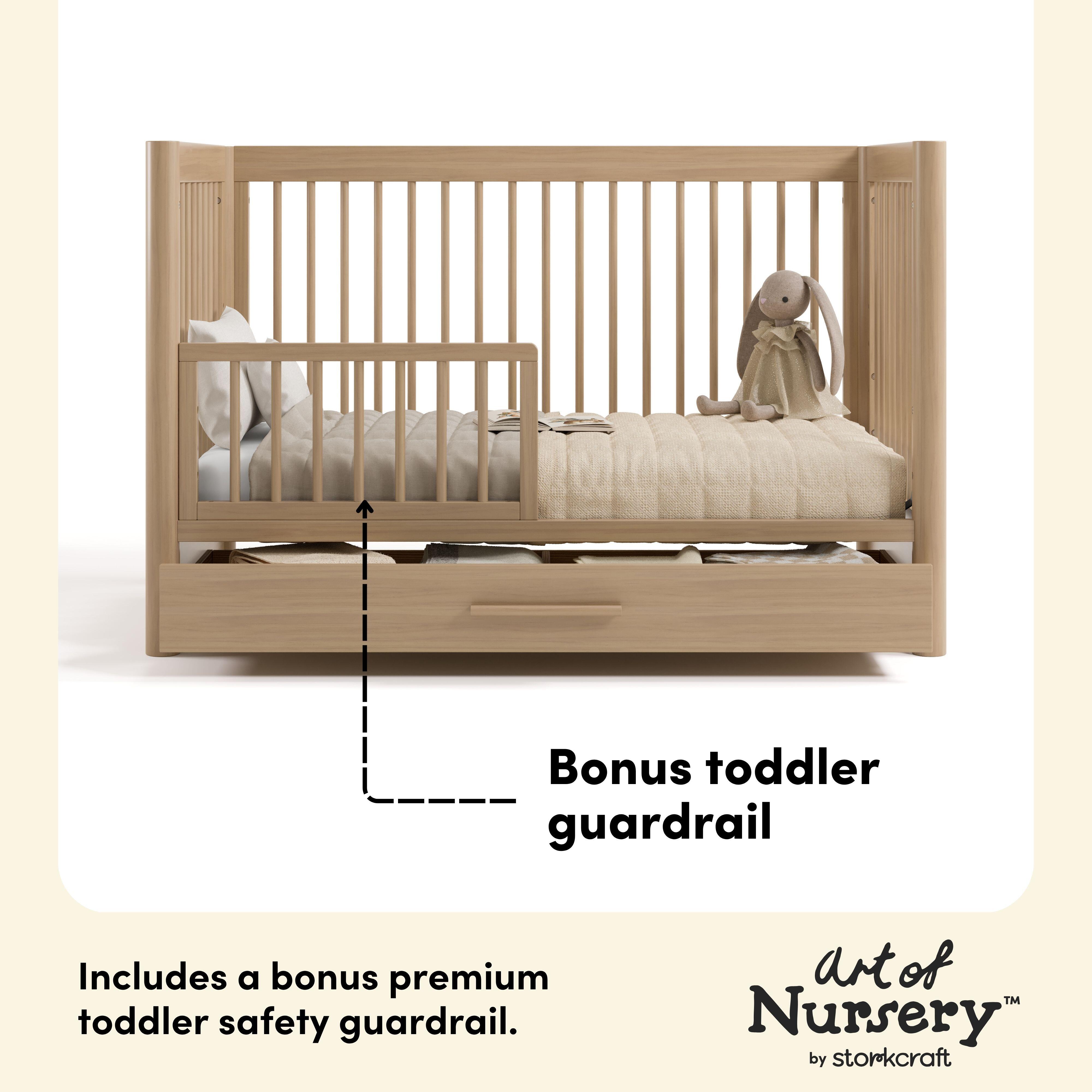 Storkcraft Malta 5-in-1 Convertible Crib with Storage Drawer, Driftwood, large
