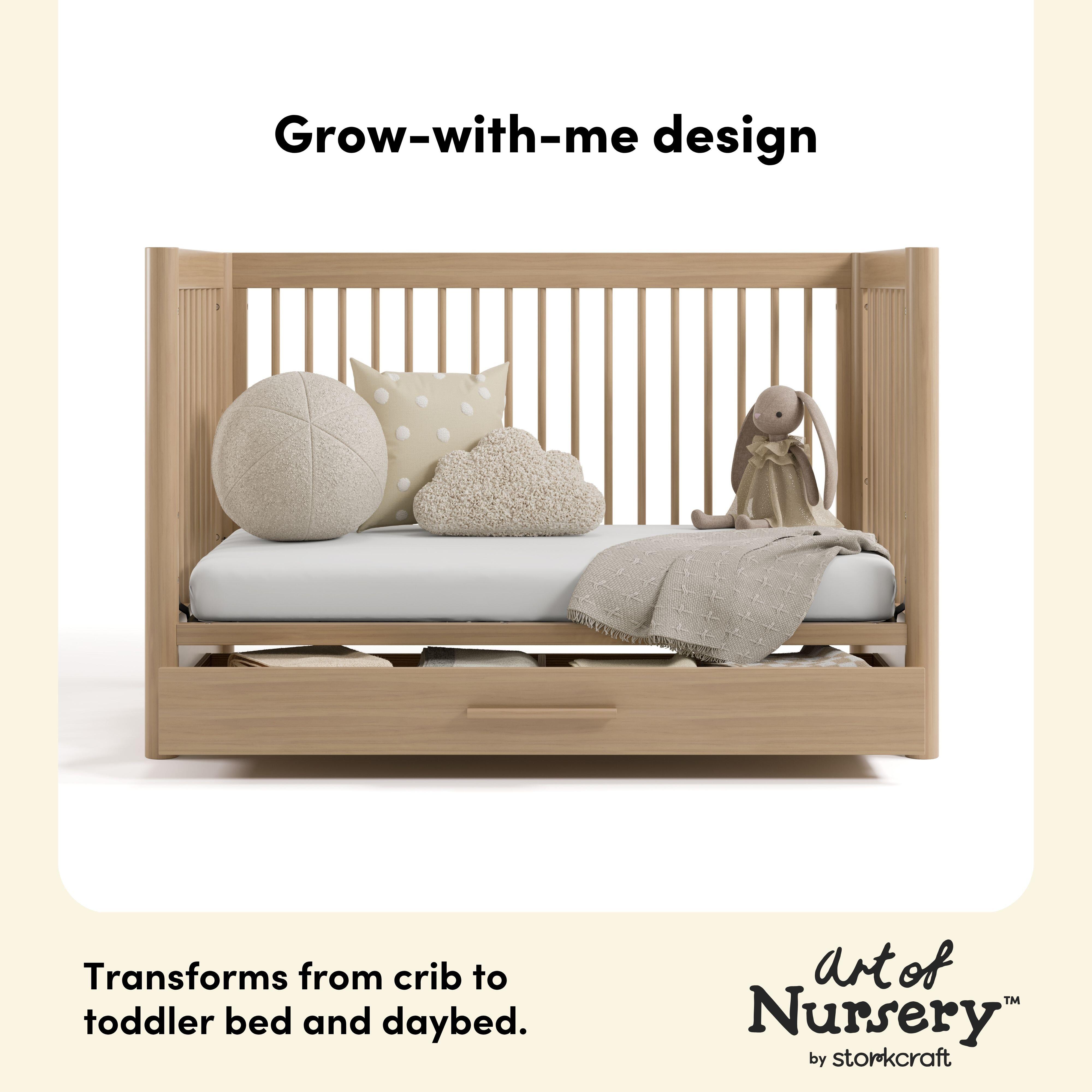 Storkcraft Malta 5-in-1 Convertible Crib with Storage Drawer, Driftwood, large