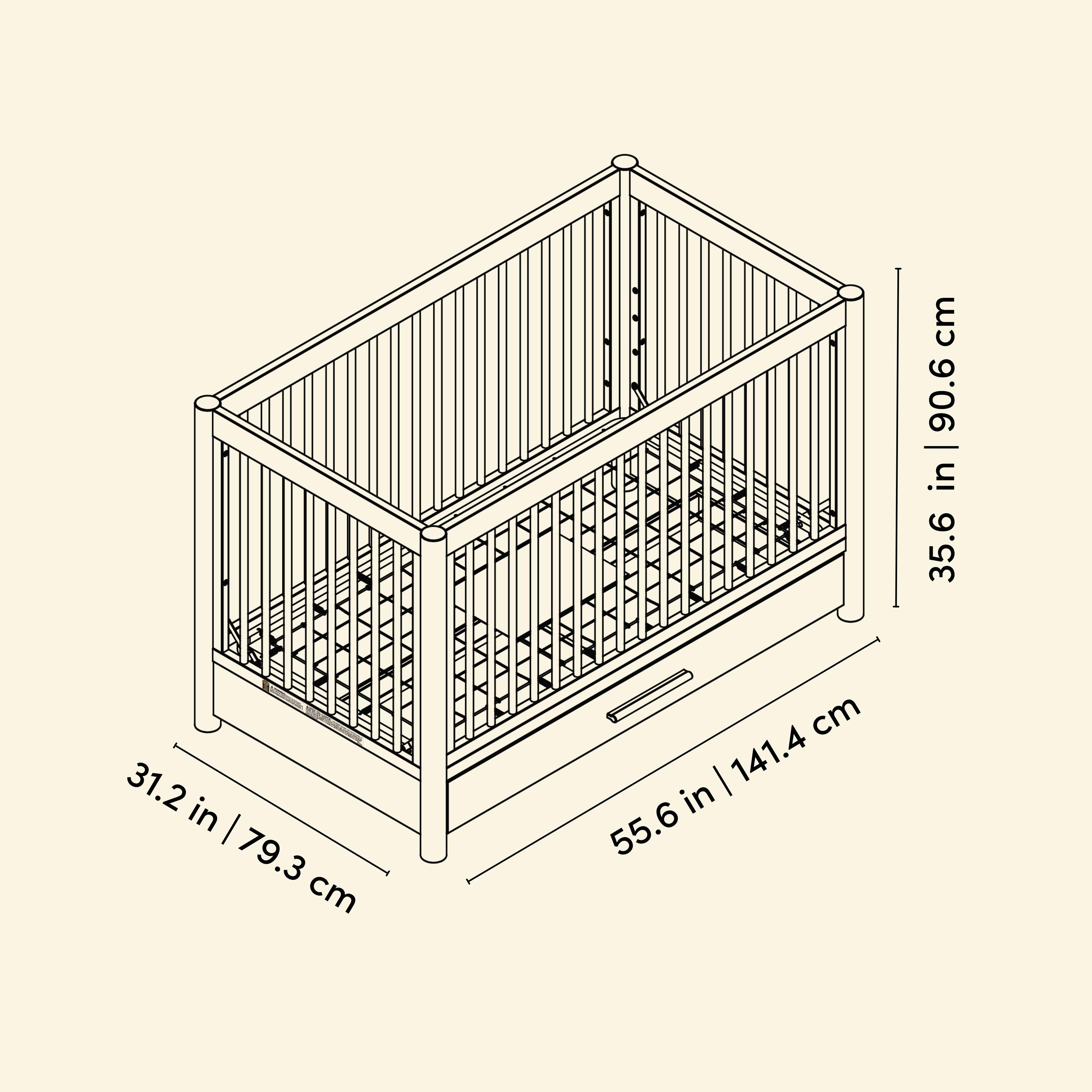 Storkcraft Malta 5-in-1 Convertible Crib with Storage Drawer, Hazelnut, large