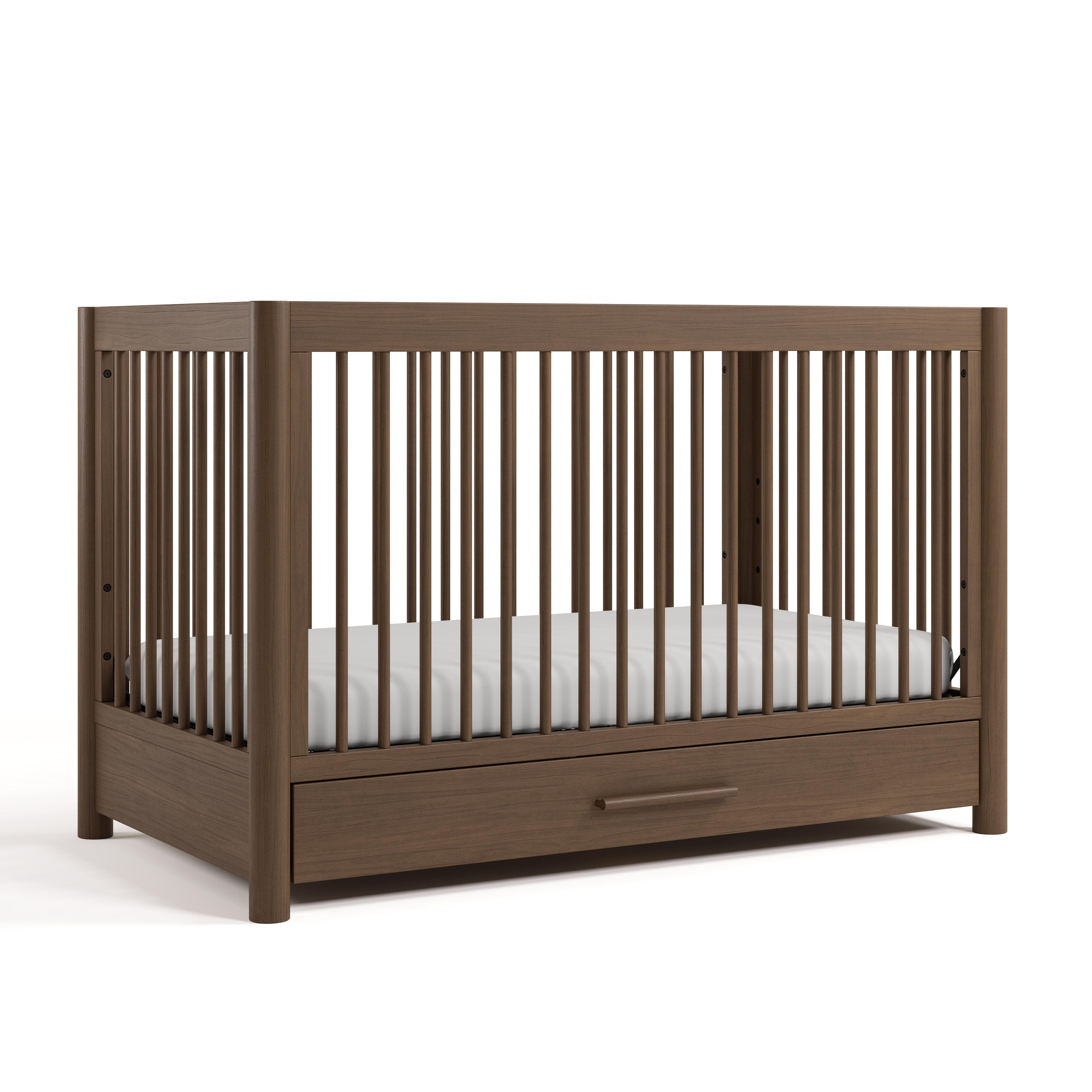 Storkcraft Malta 5-in-1 Convertible Crib with Storage Drawer, Hazelnut, large