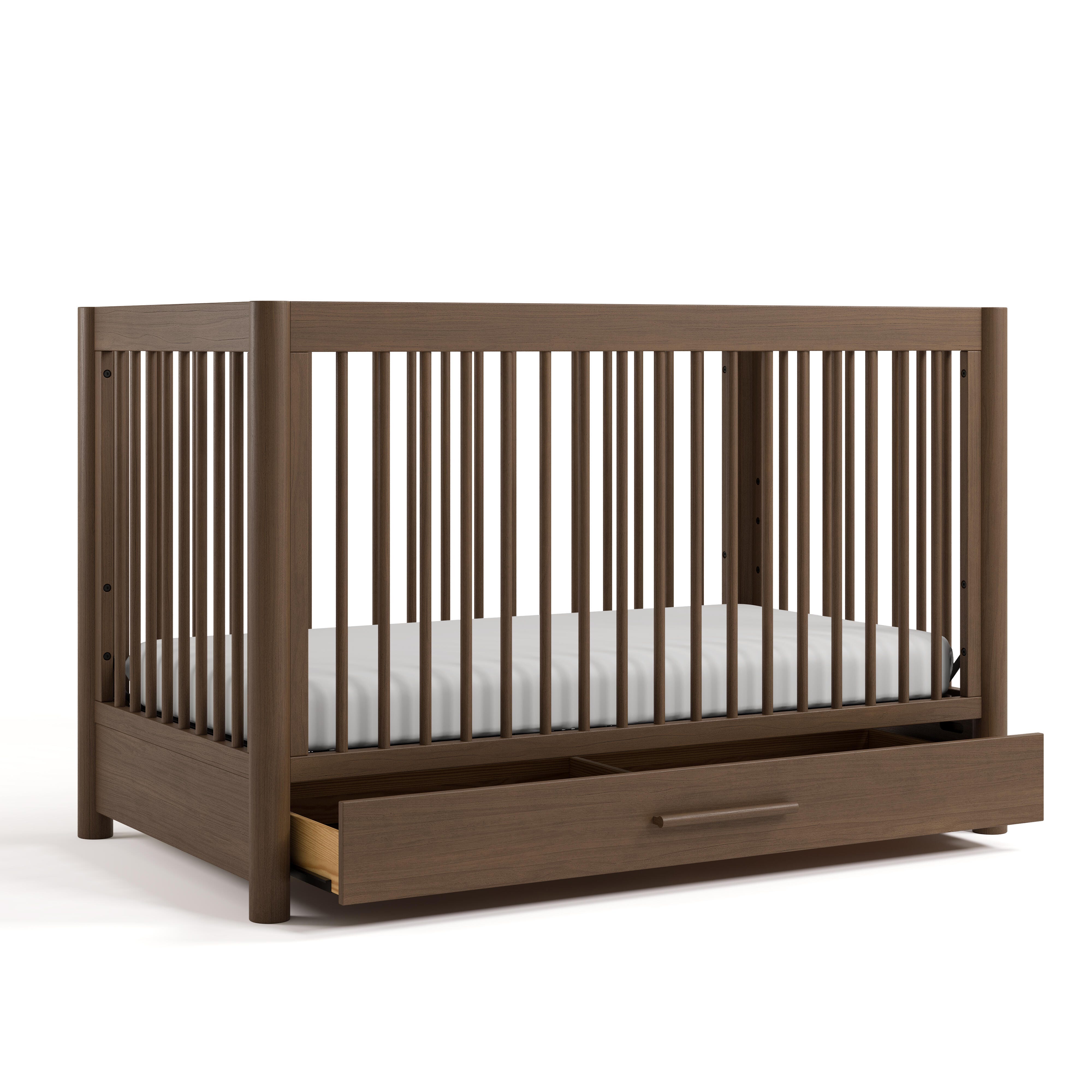 Storkcraft Malta 5-in-1 Convertible Crib with Storage Drawer, Hazelnut, large