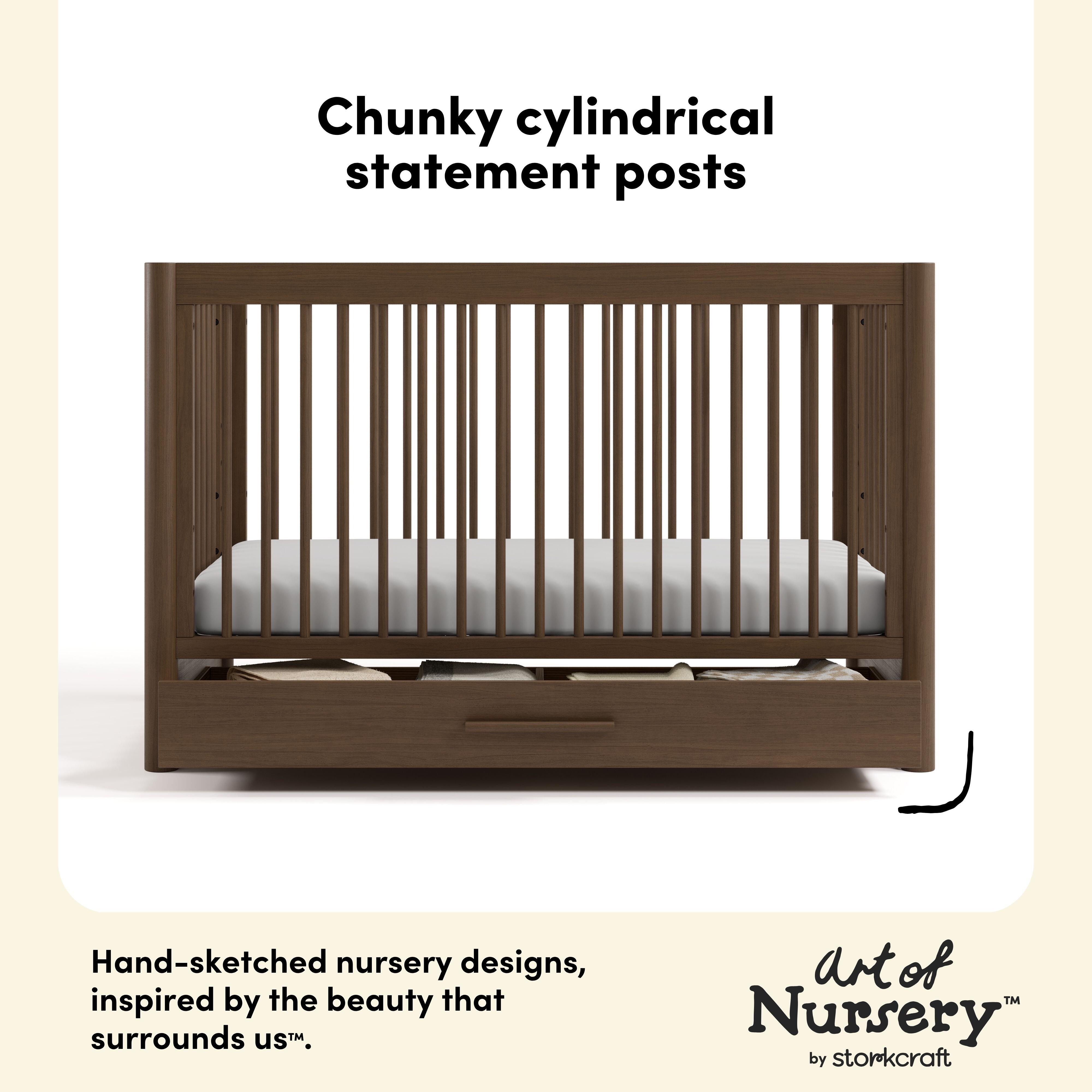 Storkcraft Malta 5-in-1 Convertible Crib with Storage Drawer, Hazelnut, large
