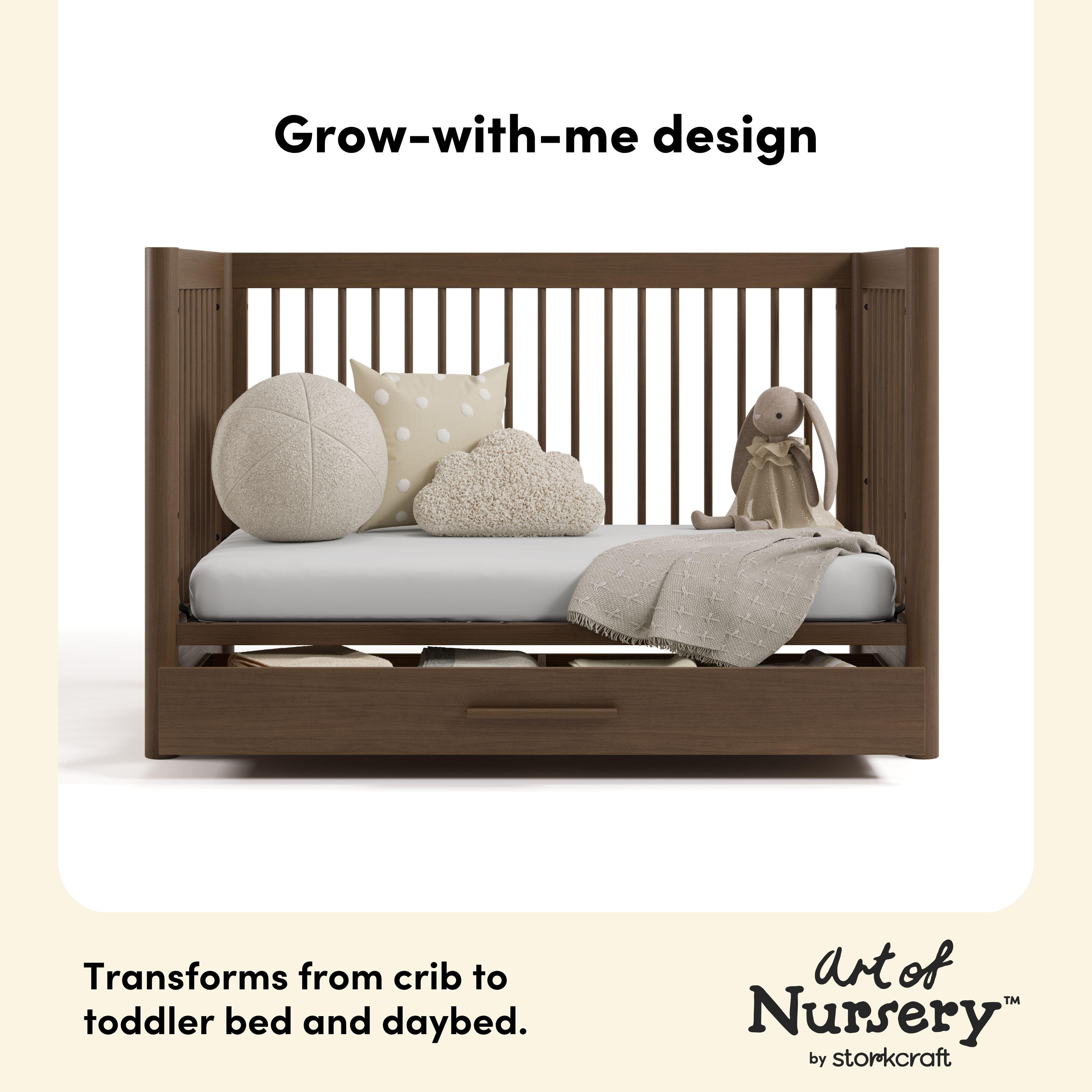 Storkcraft Malta 5-in-1 Convertible Crib with Storage Drawer, Hazelnut, large