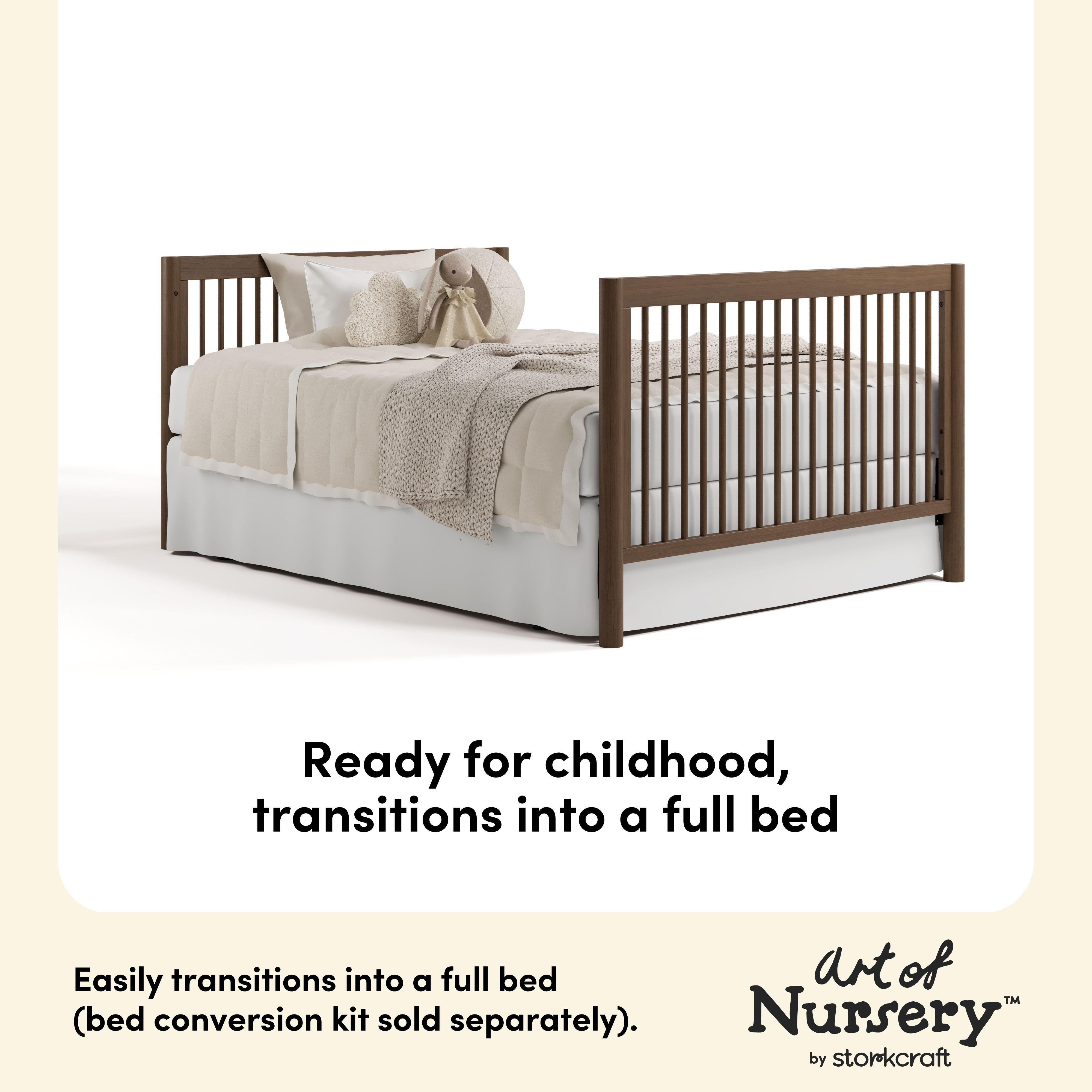 Storkcraft Malta 5-in-1 Convertible Crib with Storage Drawer, Hazelnut, large