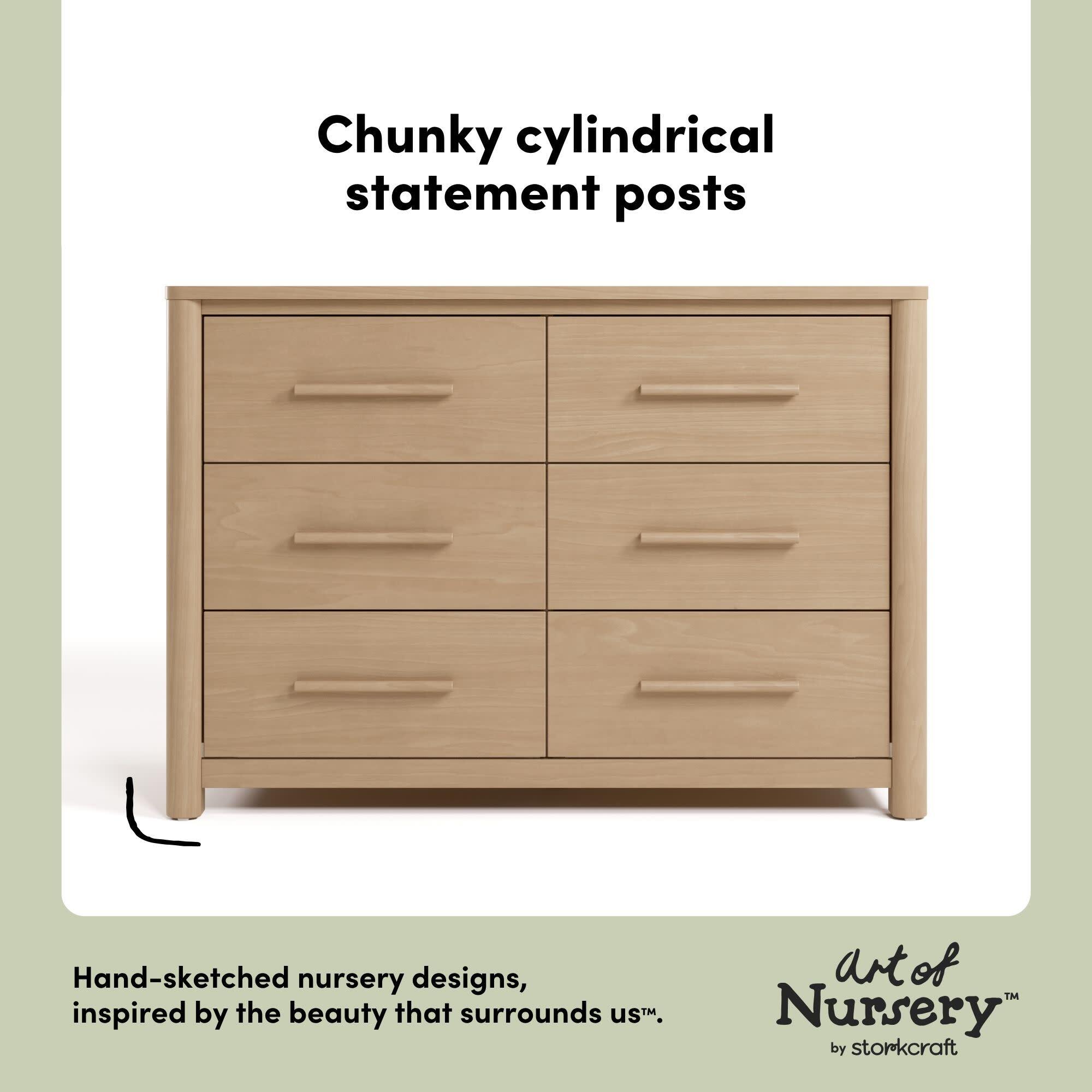 Storkcraft Malta 6 Drawer Dresser, Driftwood, large
