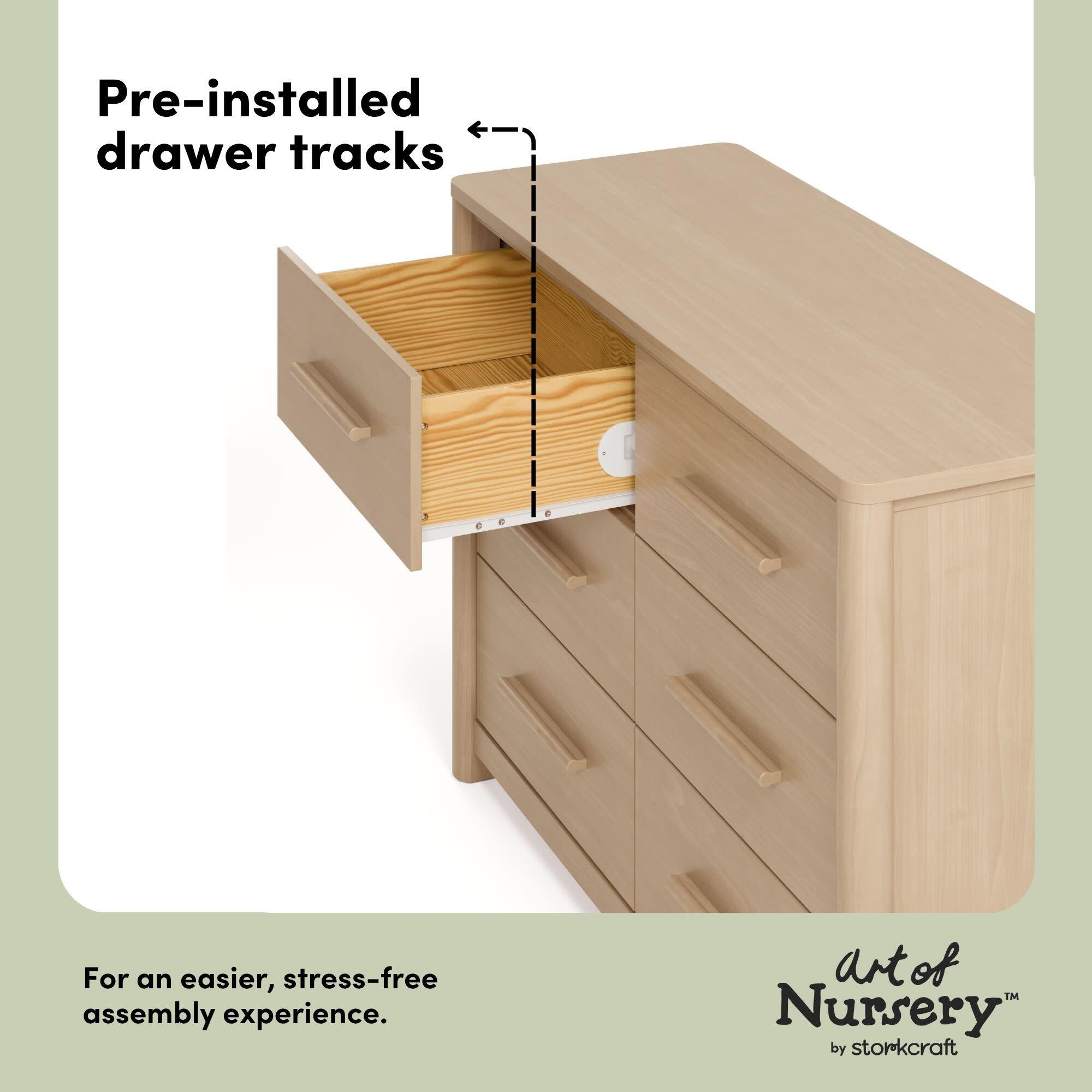 Storkcraft Malta 6 Drawer Dresser, Driftwood, large
