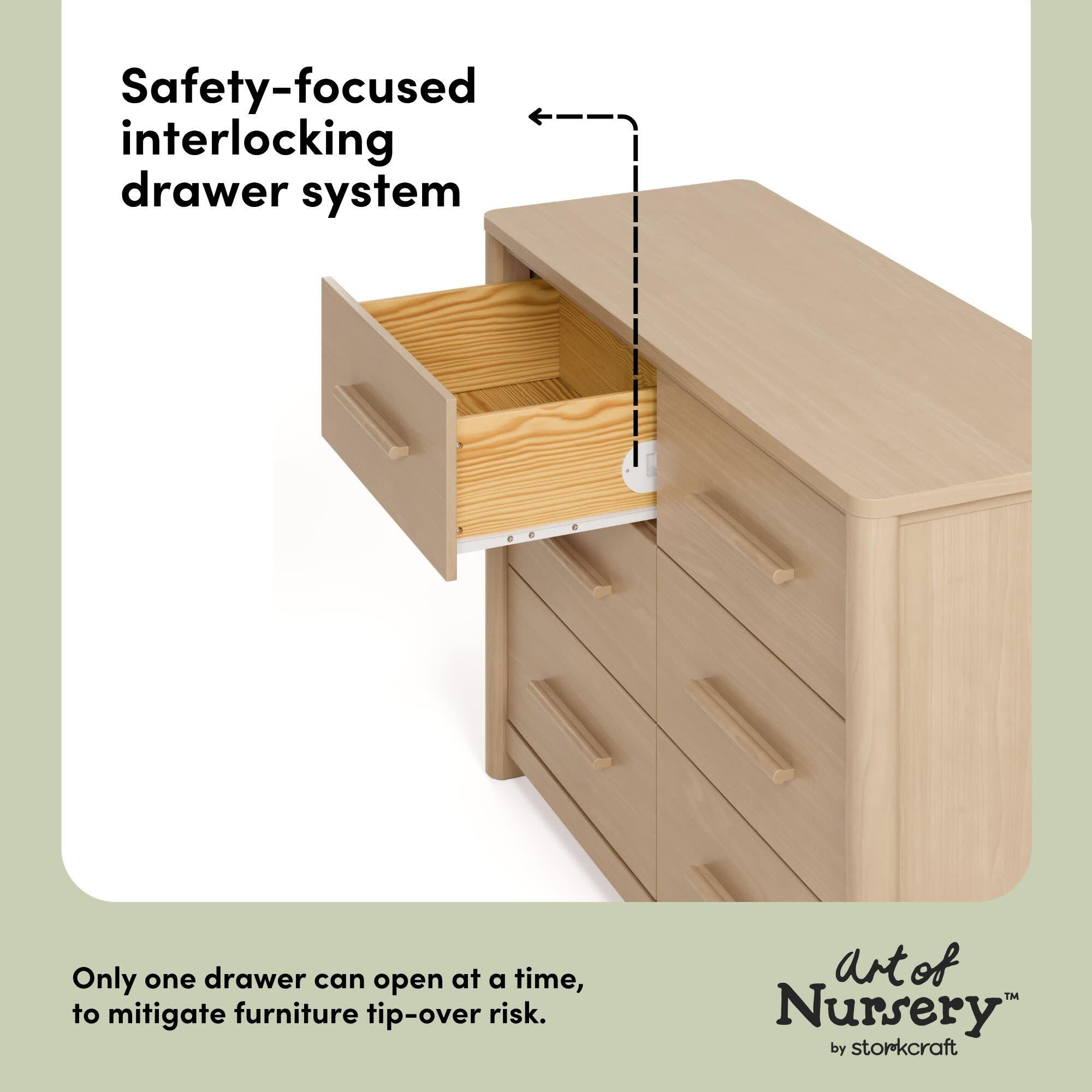 Storkcraft Malta 6 Drawer Dresser, Driftwood, large
