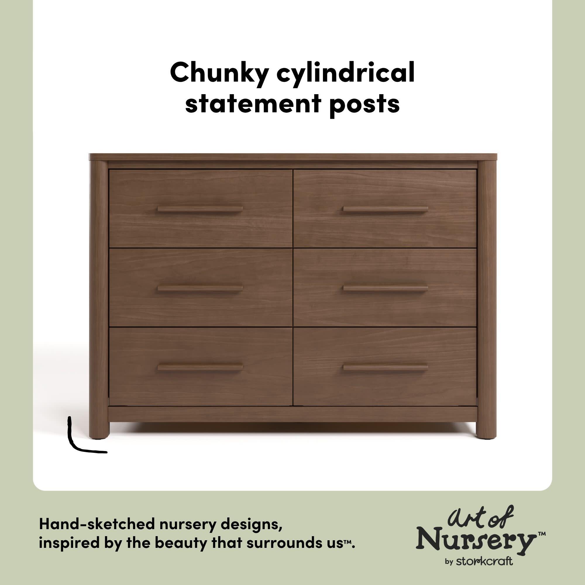 Storkcraft Malta 6 Drawer Dresser, Hazelnut, large
