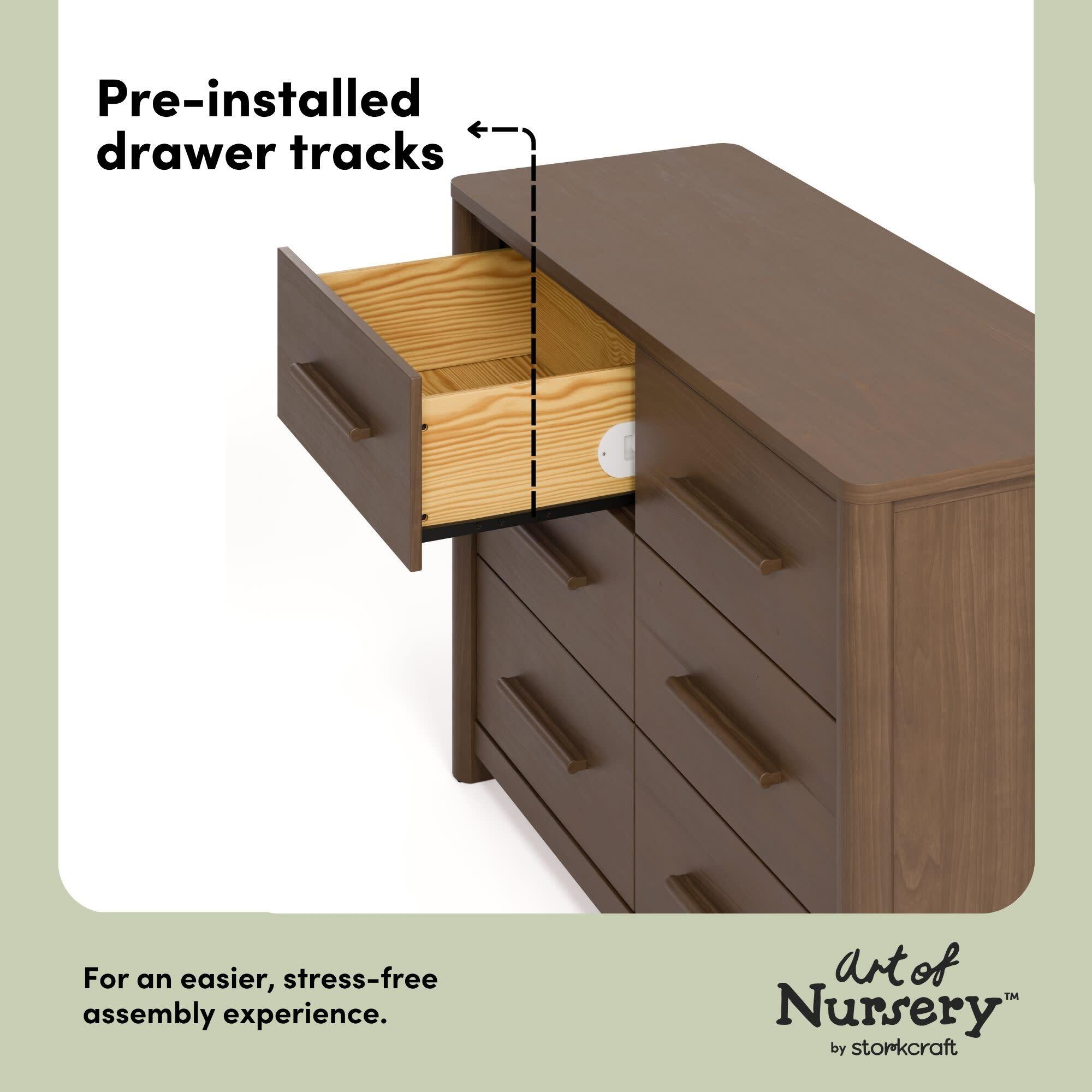 Storkcraft Malta 6 Drawer Dresser, Hazelnut, large