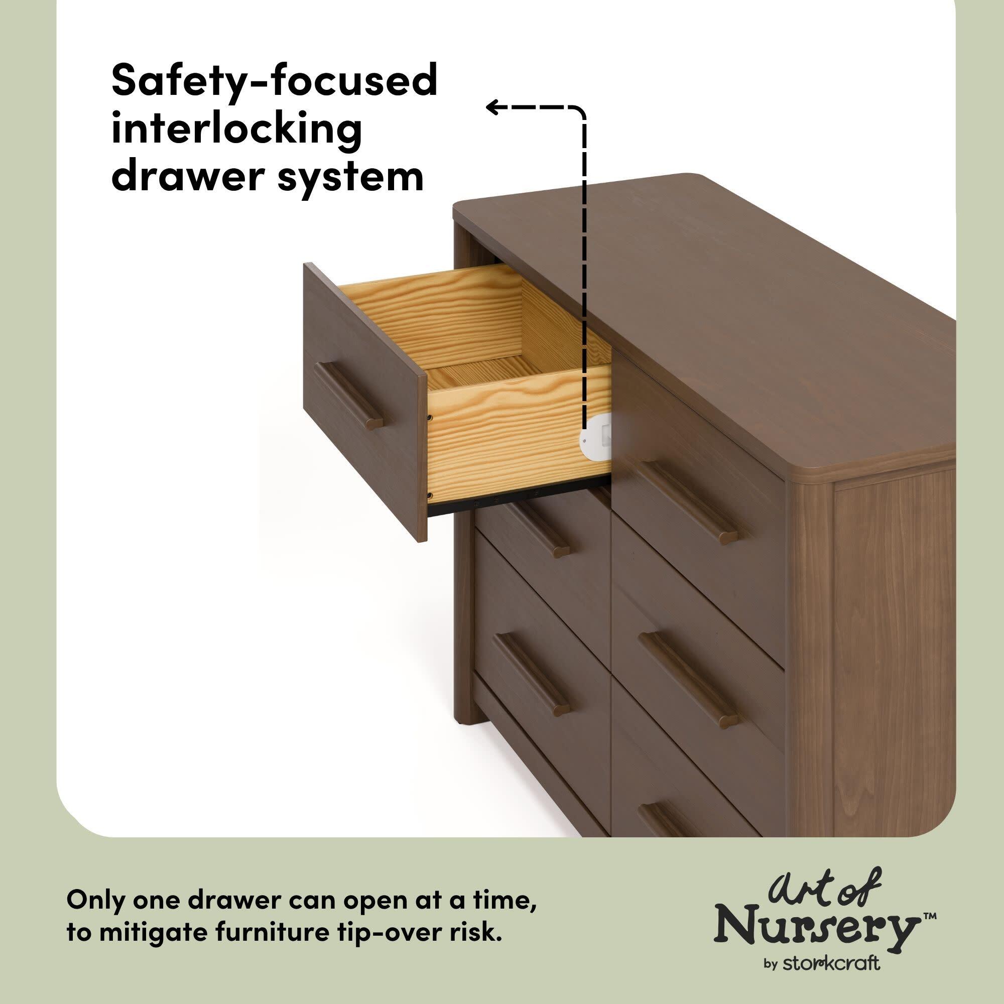 Storkcraft Malta 6 Drawer Dresser, Hazelnut, large