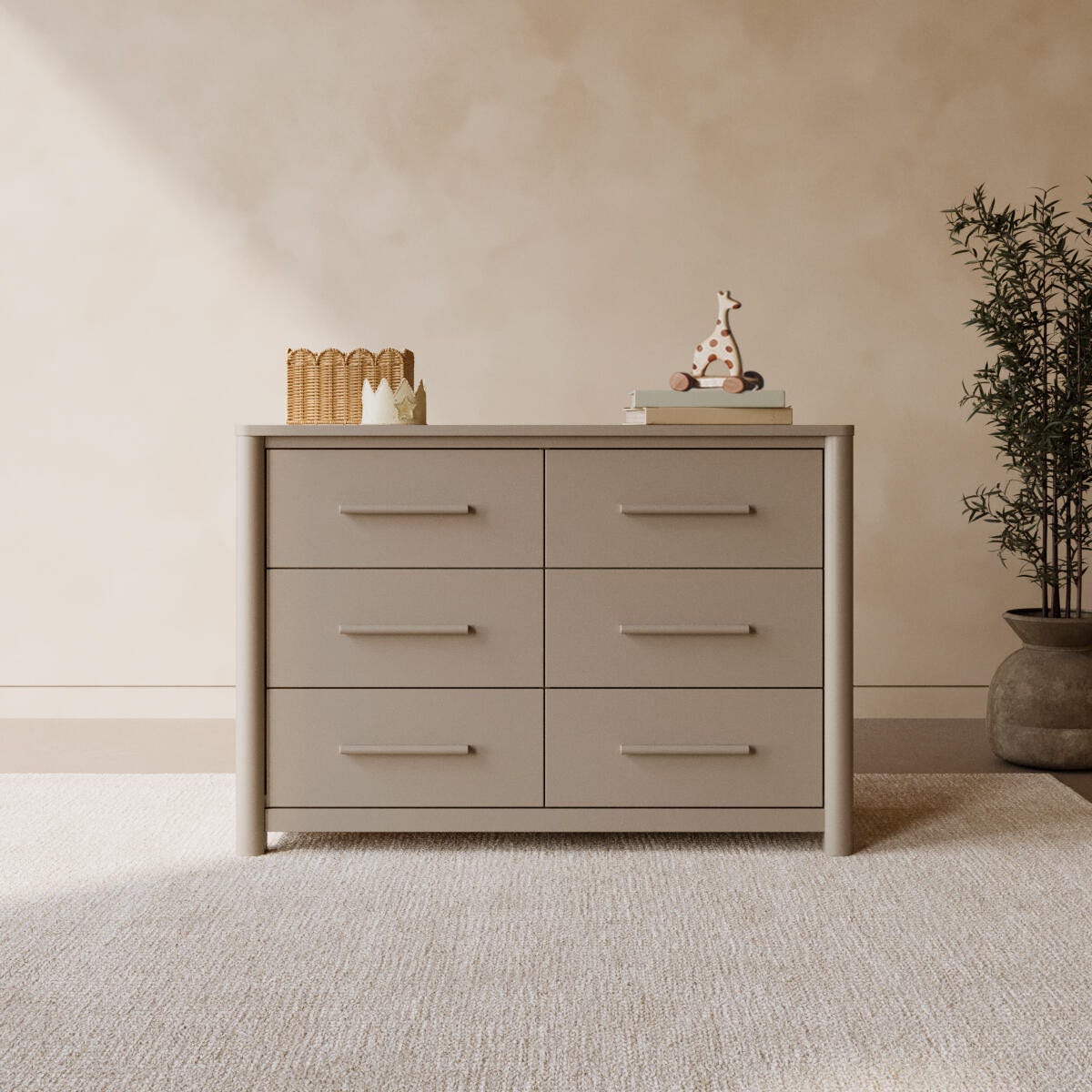 Storkcraft Malta 6 Drawer Dresser, Taupe, large