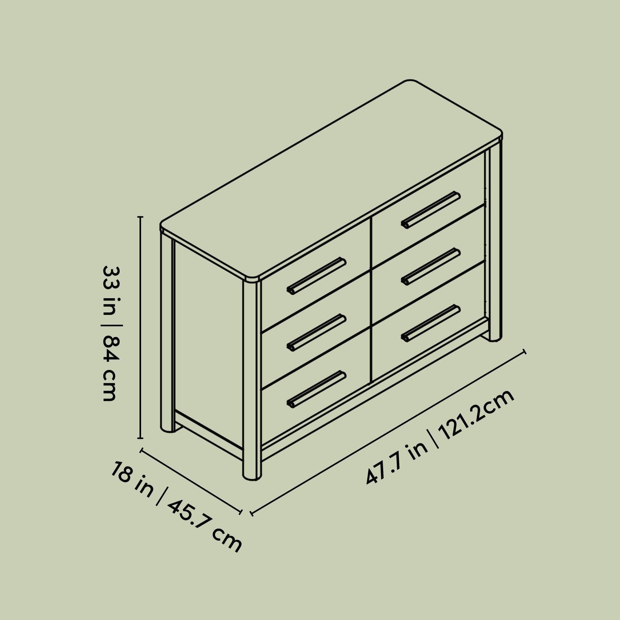 Storkcraft Malta 6 Drawer Dresser, Taupe, large