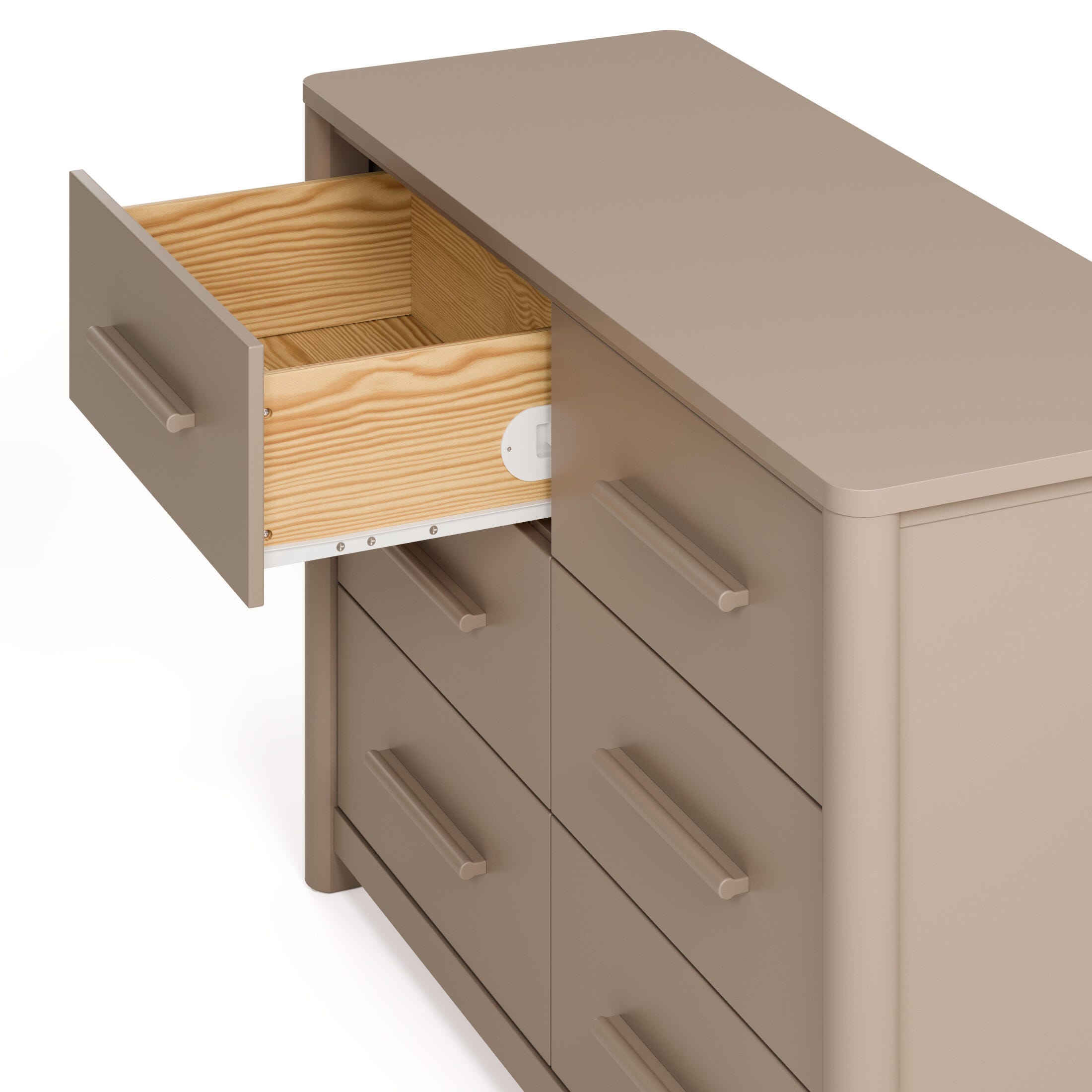 Storkcraft Malta 6 Drawer Dresser, Taupe, large