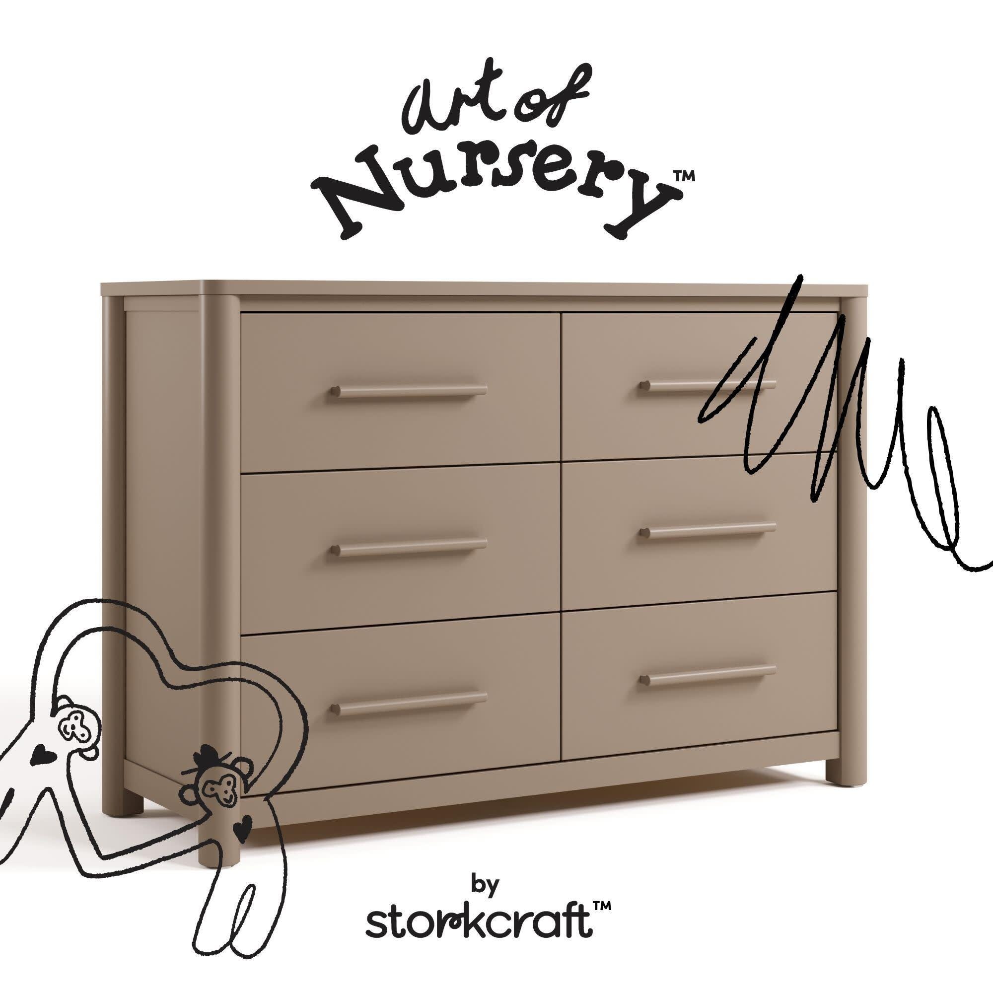 Storkcraft Malta 6 Drawer Dresser, Taupe, large