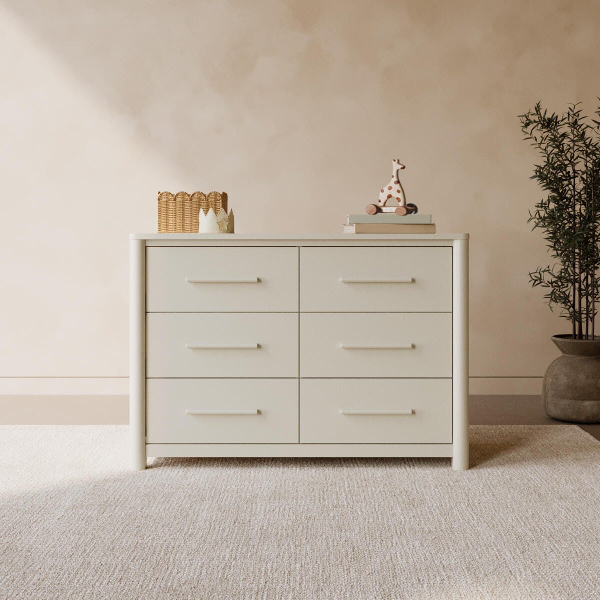 Storkcraft Malta 6 Drawer Dresser, Frosted Oat, rollover