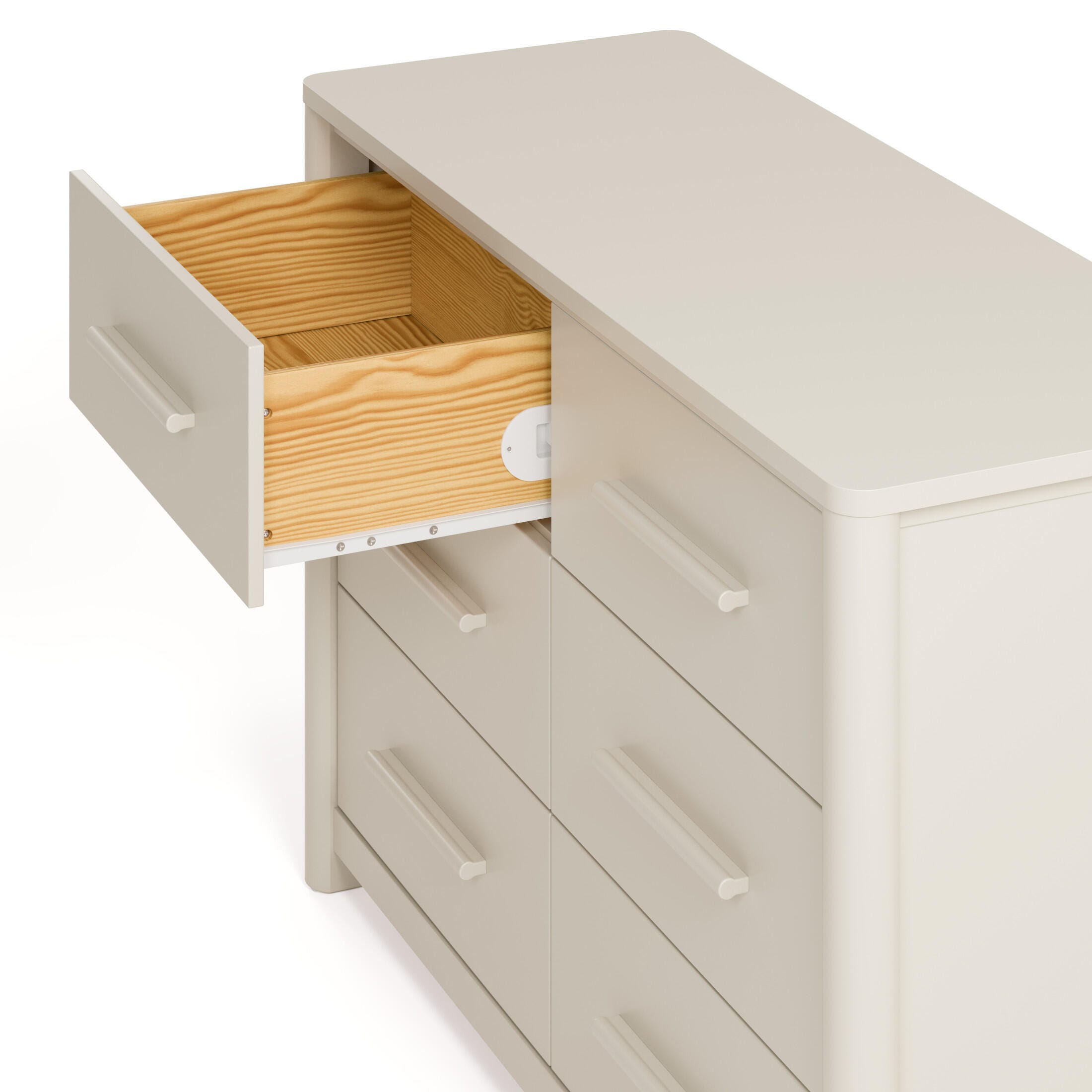 Storkcraft Malta 6 Drawer Dresser, Frosted Oat, large