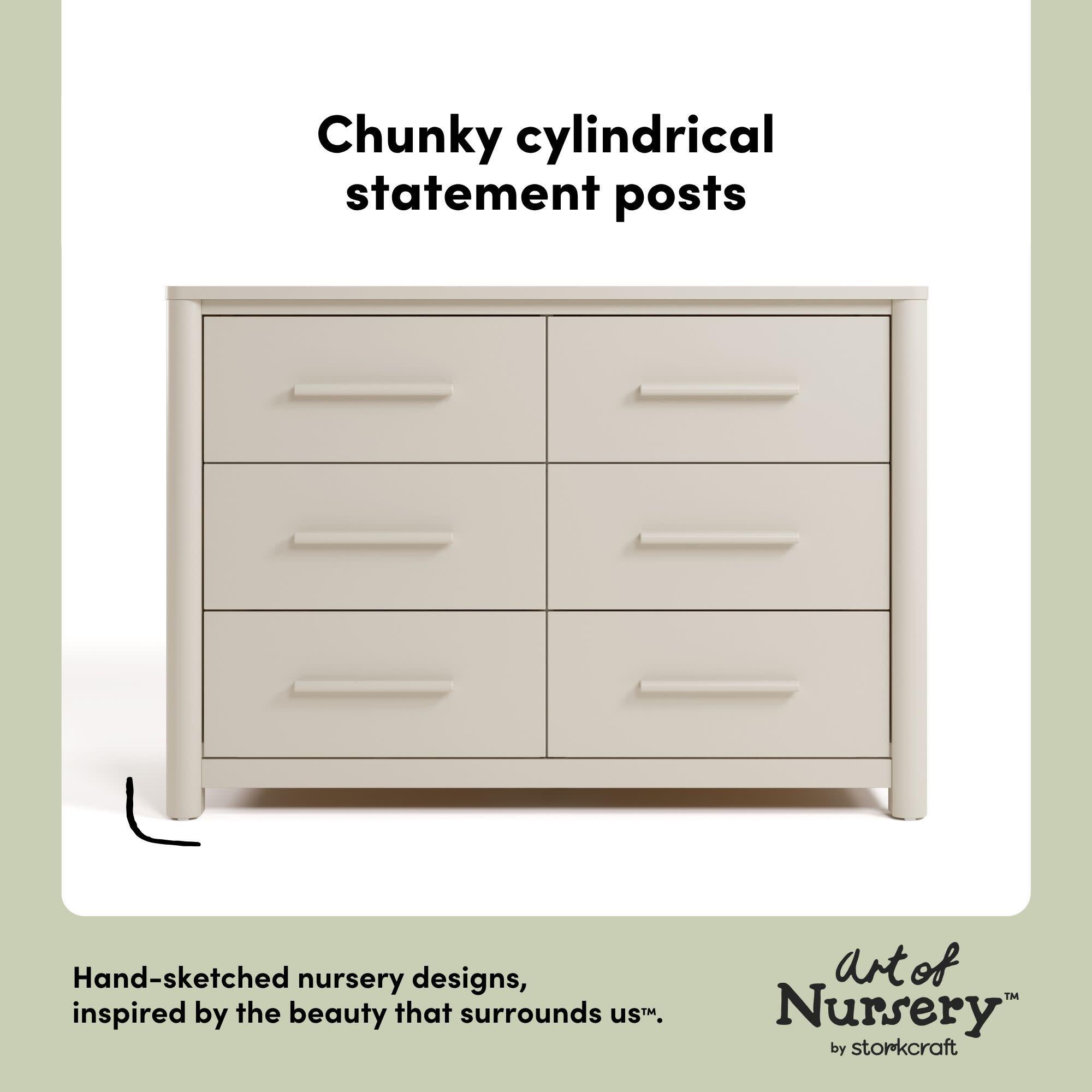 Storkcraft Malta 6 Drawer Dresser, Frosted Oat, large