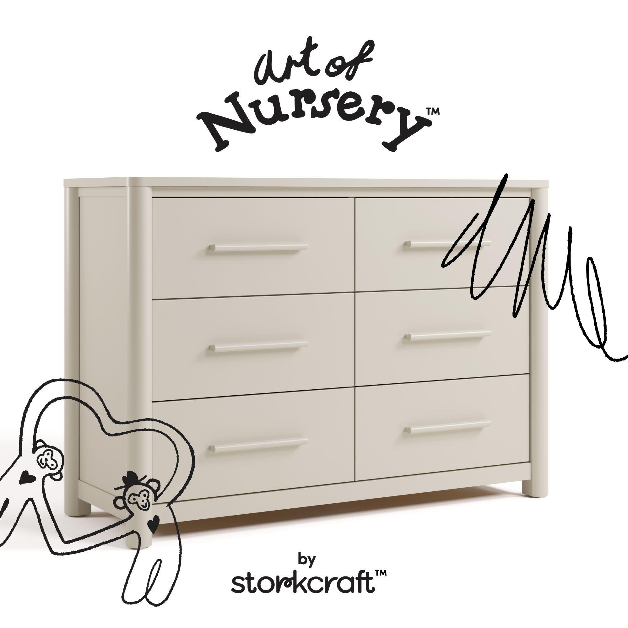 Storkcraft Malta 6 Drawer Dresser, Frosted Oat, large