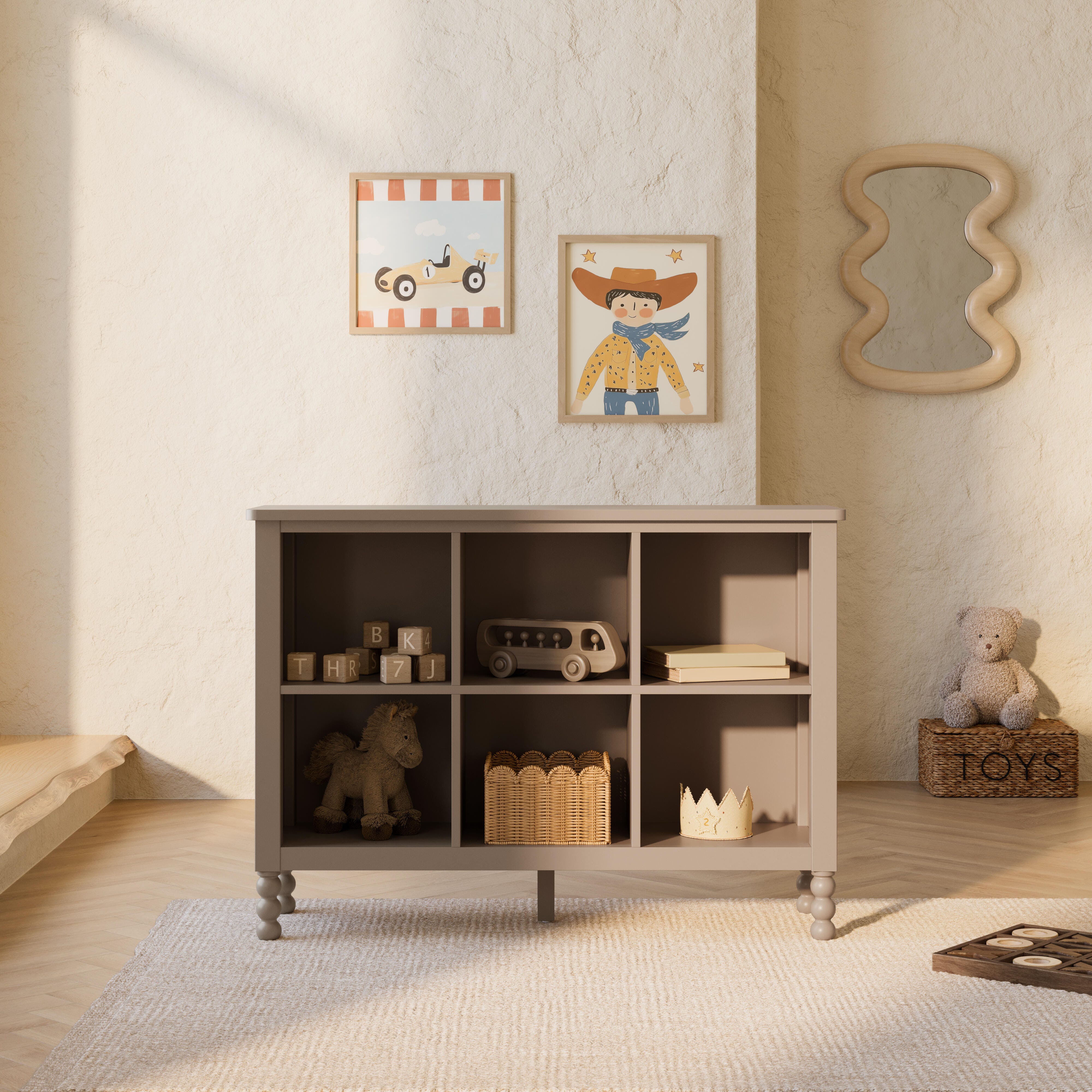 Storkcraft Rio Storage Bookcase, Taupe, large